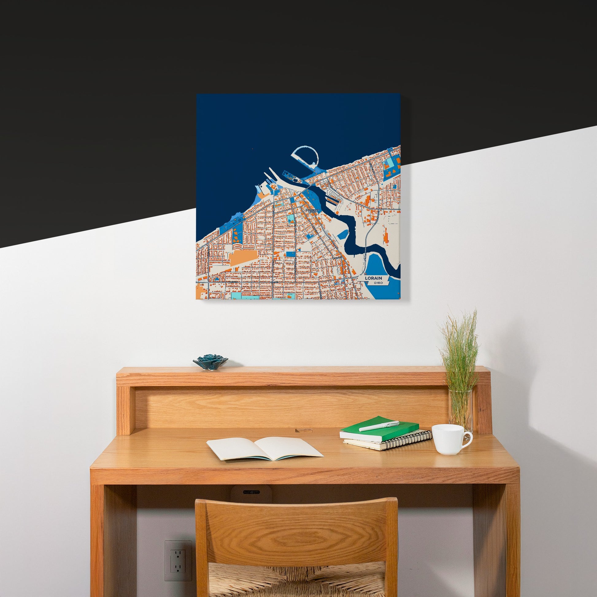 Lorain Ohio Colorful City Map Canvas Print Scene