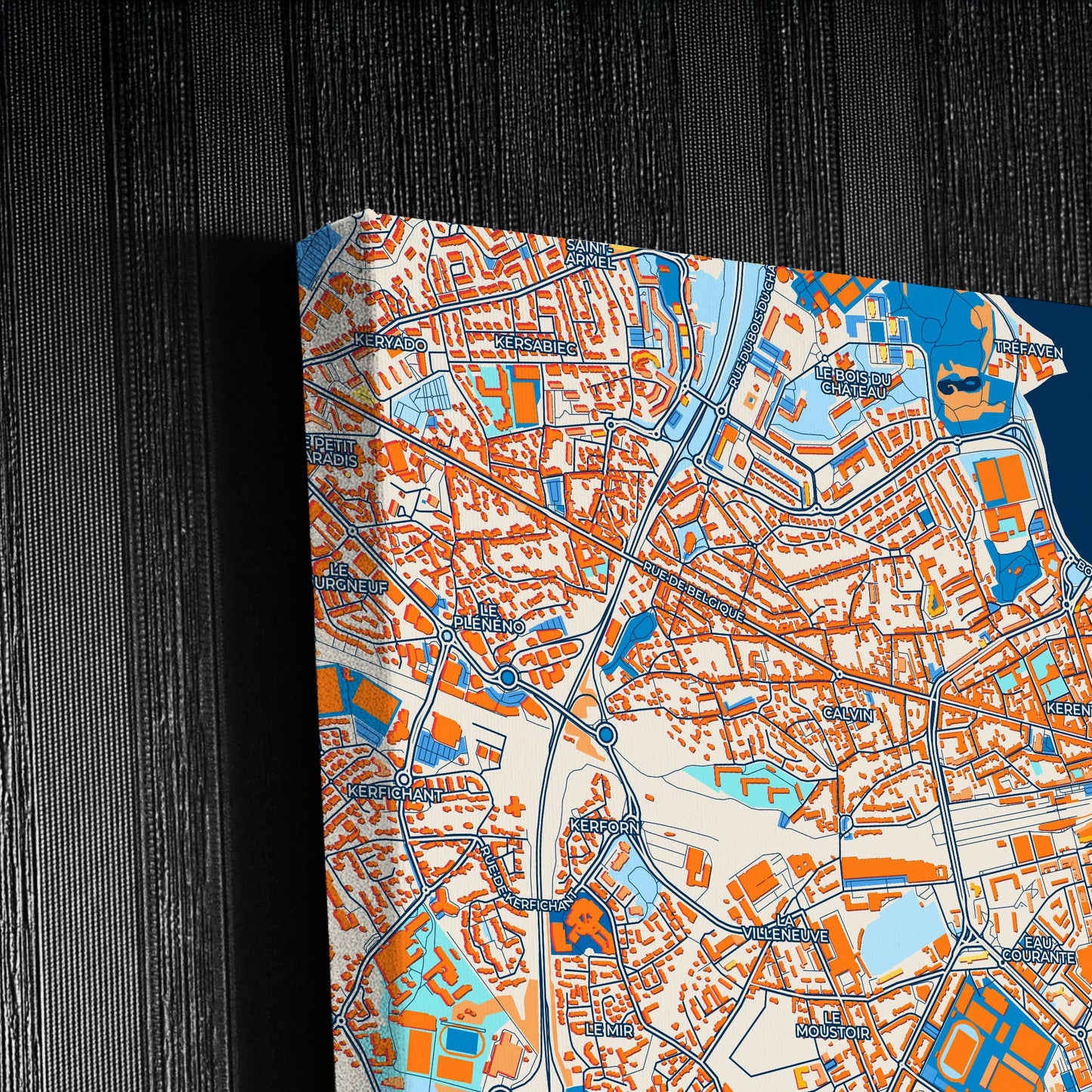 Lorient France Colorful City Map Canvas Print Detail