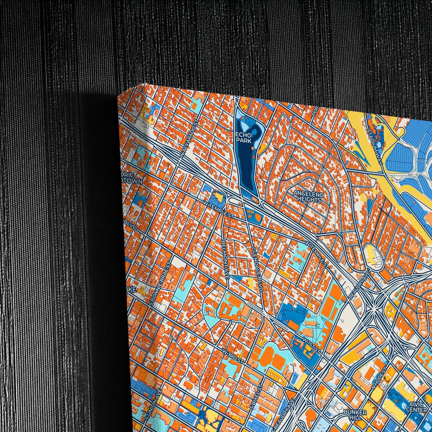 Los Angeles California Colorful City Map Canvas Print Detail