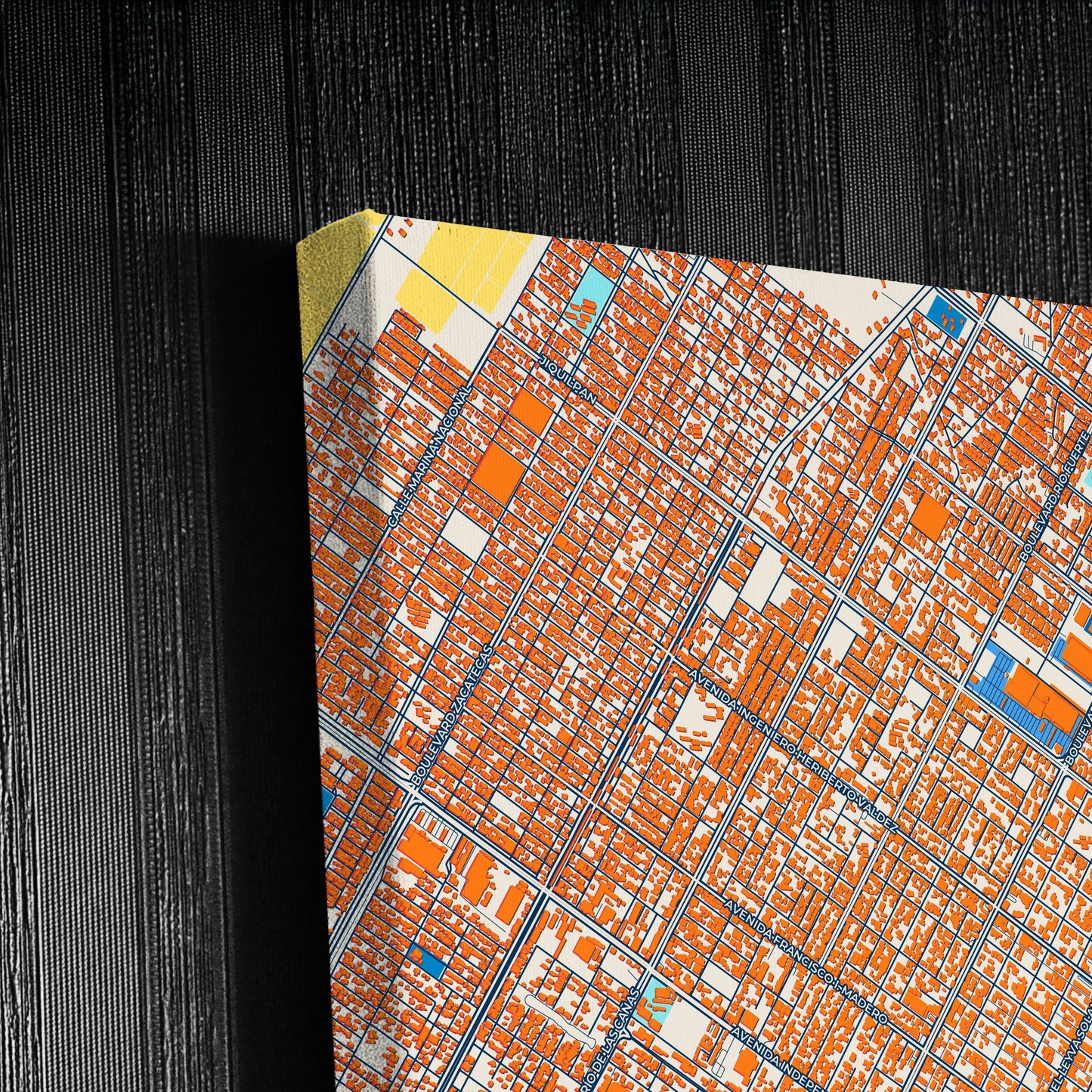 Los Mochis Mexico Colorful City Map Canvas Print Detail