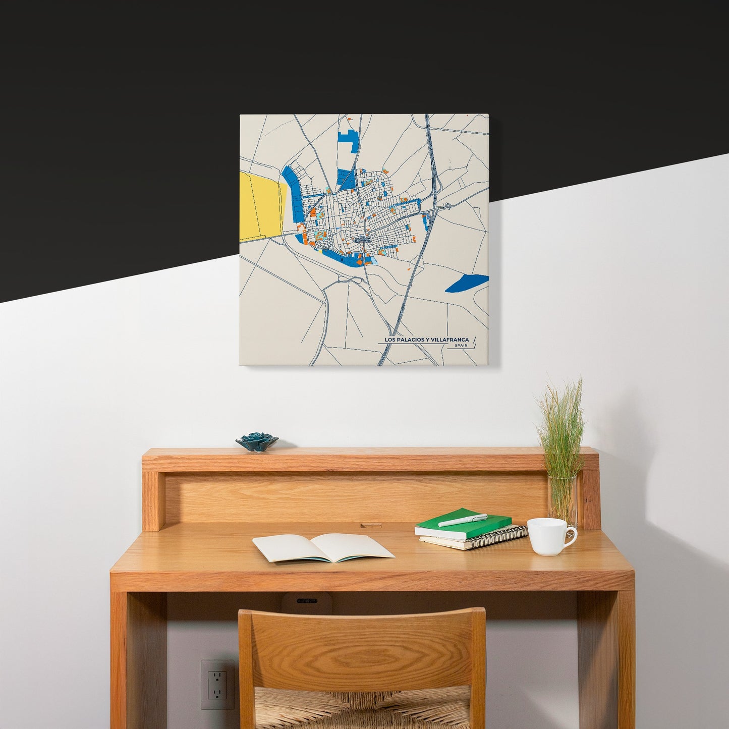 Los Palacios Y Villafranca Spain Colorful City Map Canvas Print Scene