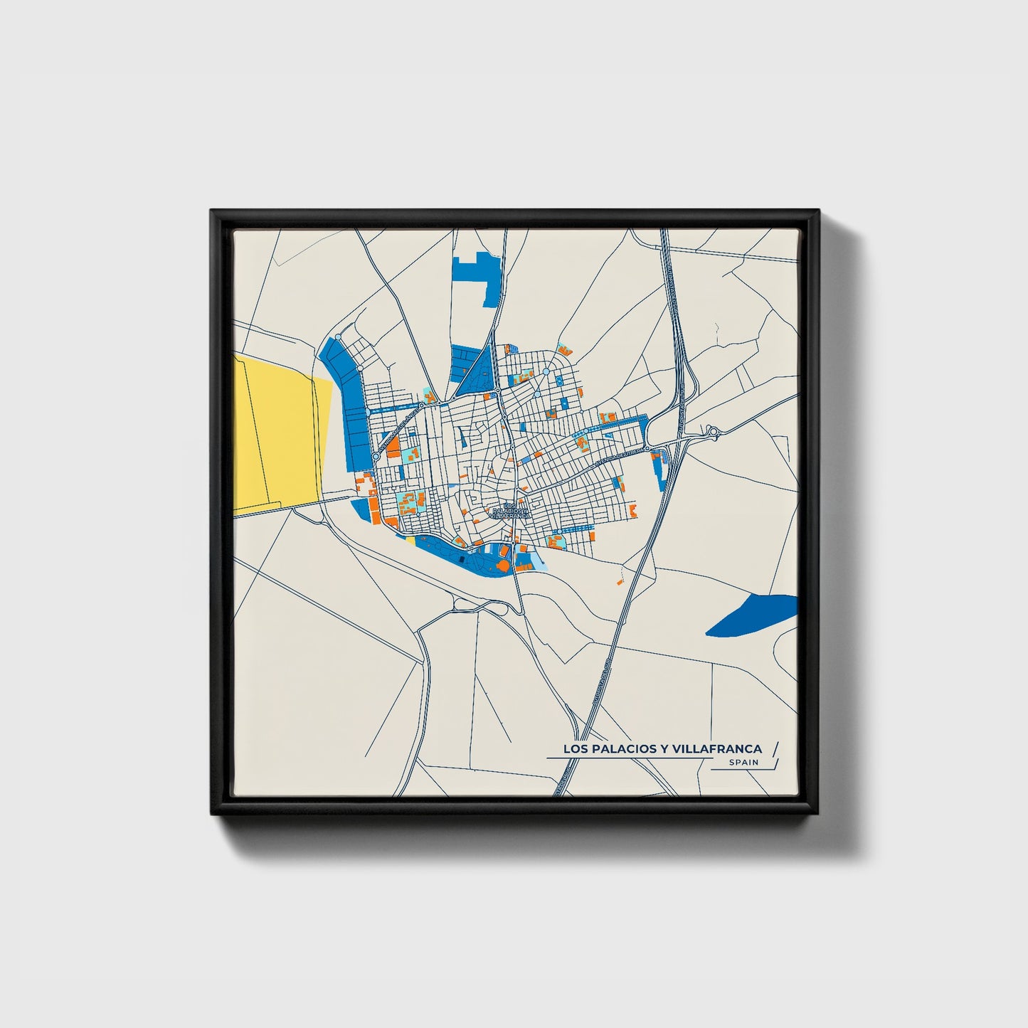 Los Palacios Y Villafranca Spain Colorful City Map Canvas Print • Black Framed