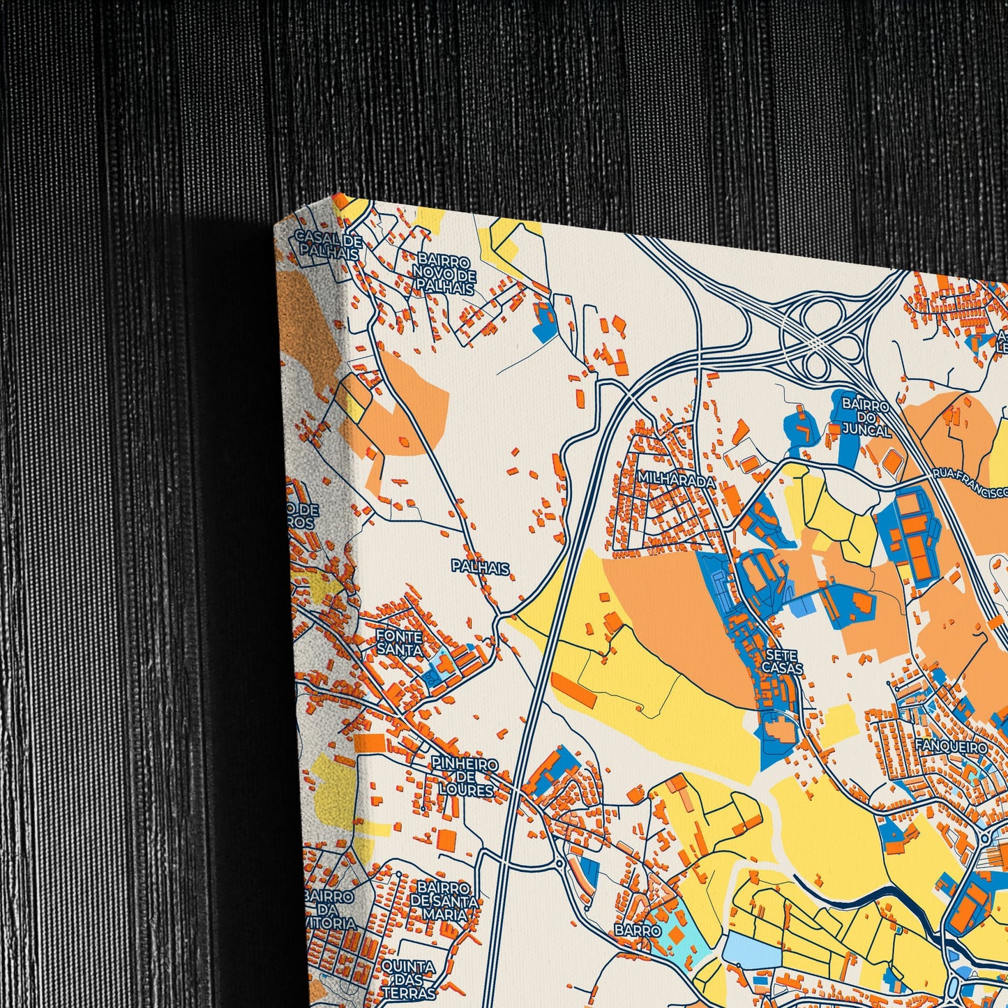 Loures Portugal Colorful City Map Canvas Print Detail
