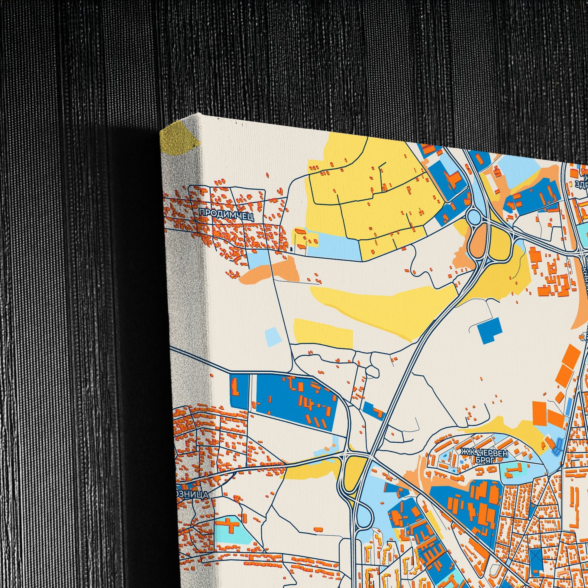 Ловеч Bulgaria Colorful City Map Canvas Print Detail