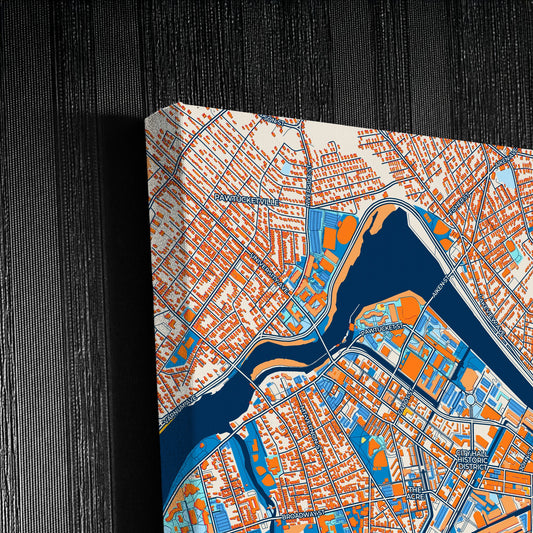 Lowell Massachusetts Colorful City Map Canvas Print Detail