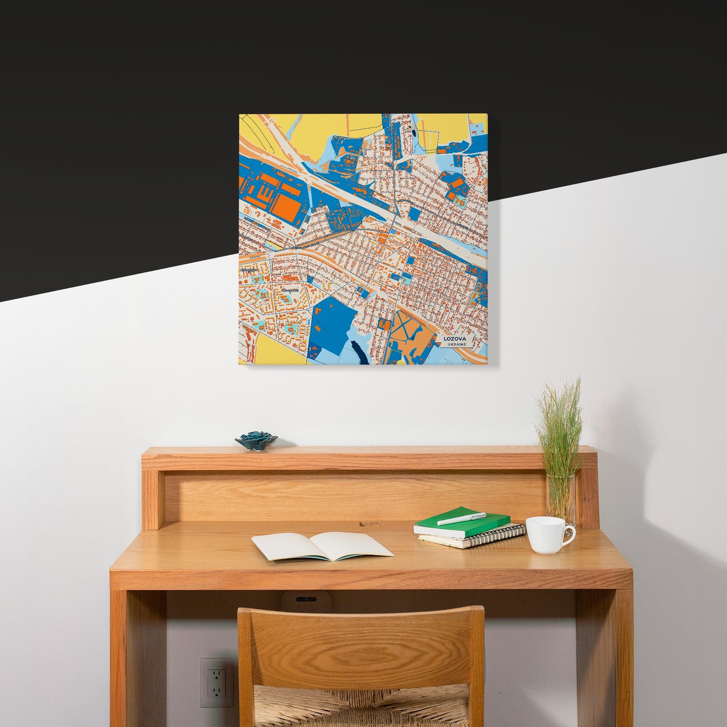 Лозова Ukraine Colorful City Map Canvas Print Scene