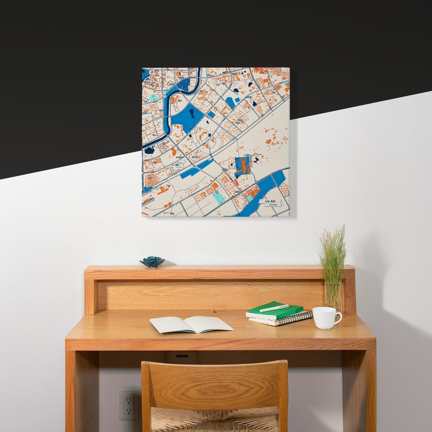 Lu An China Colorful City Map Canvas Print Scene