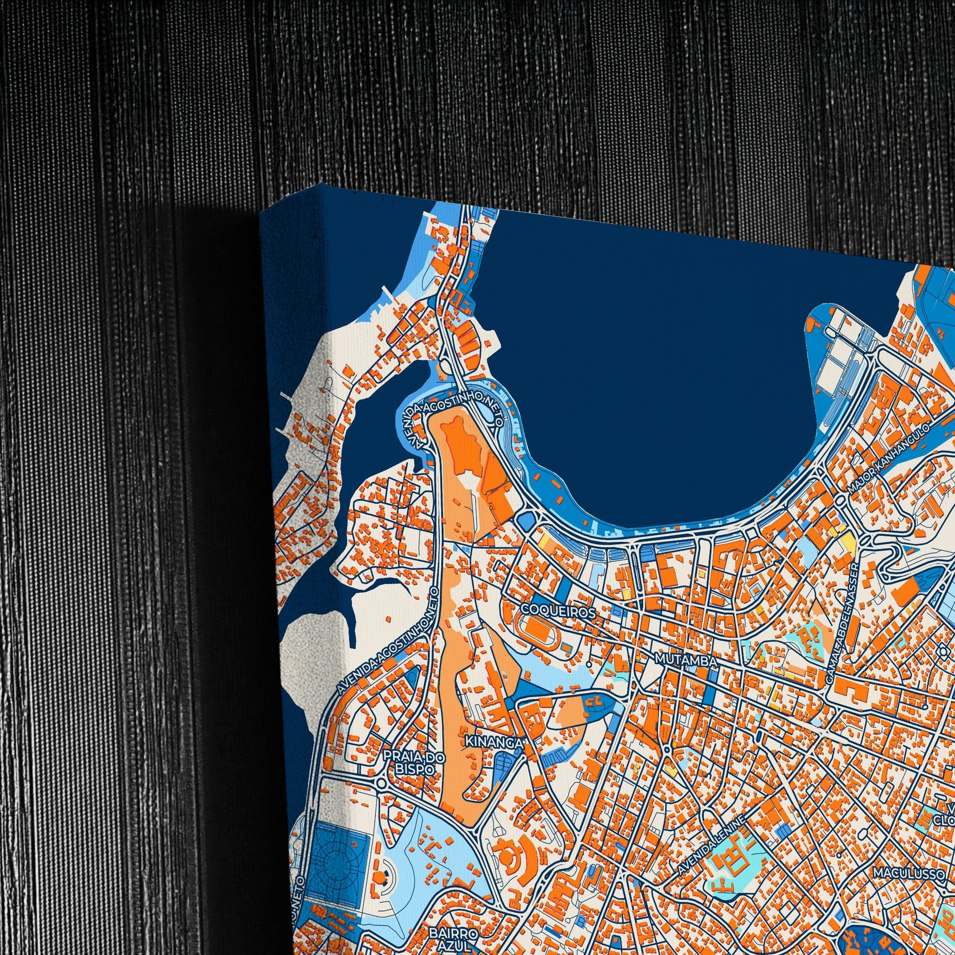 Luanda Angola Colorful City Map Canvas Print Detail