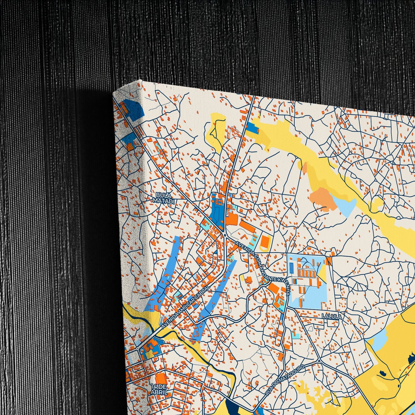 Lubango Angola Colorful City Map Canvas Print Detail