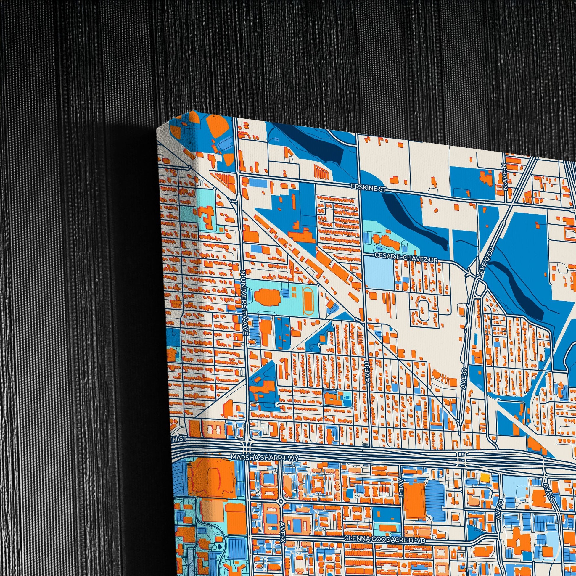 Lubbock Texas Colorful City Map Canvas Print Detail