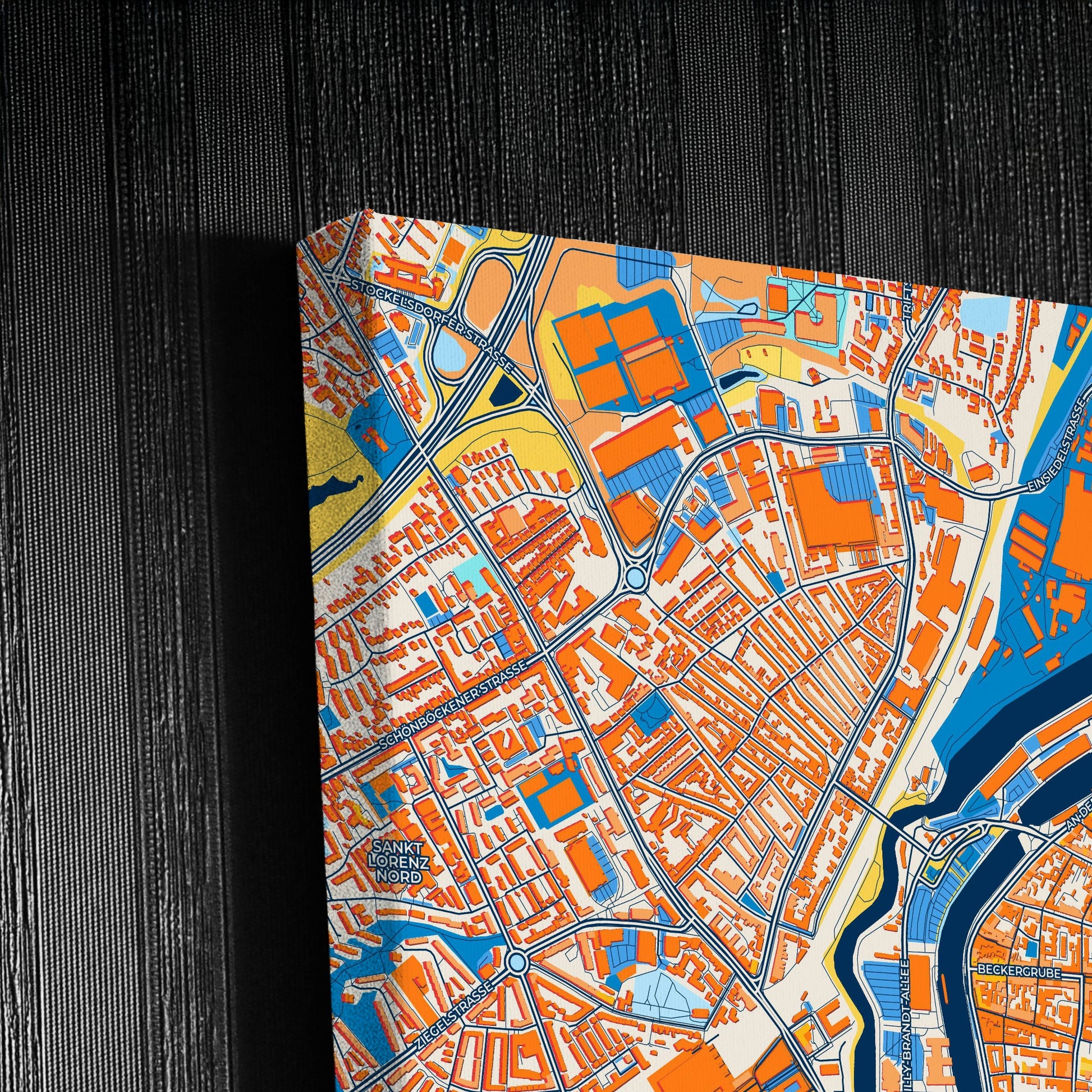Lübeck Germany Colorful City Map Canvas Print Detail