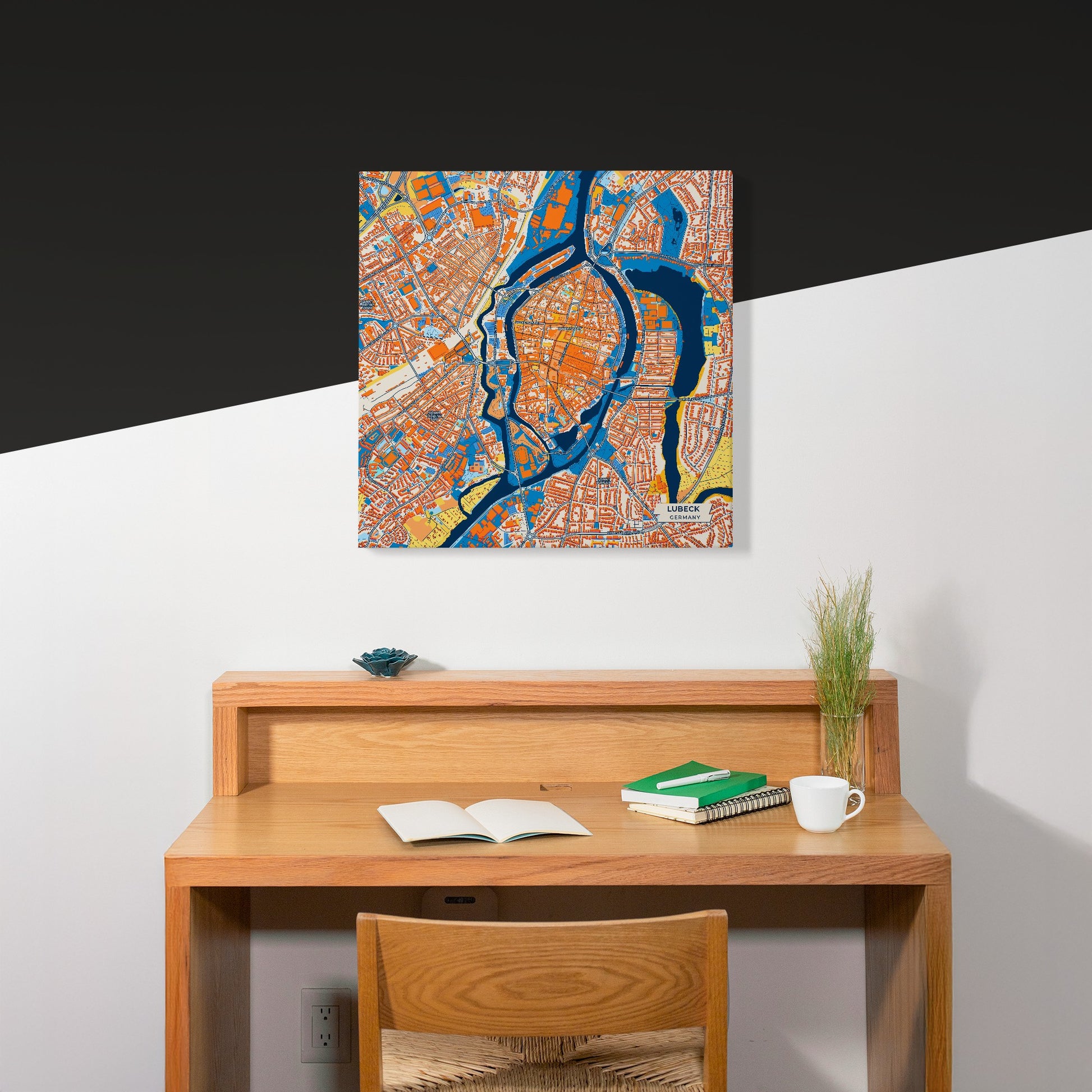 Lübeck Germany Colorful City Map Canvas Print Scene