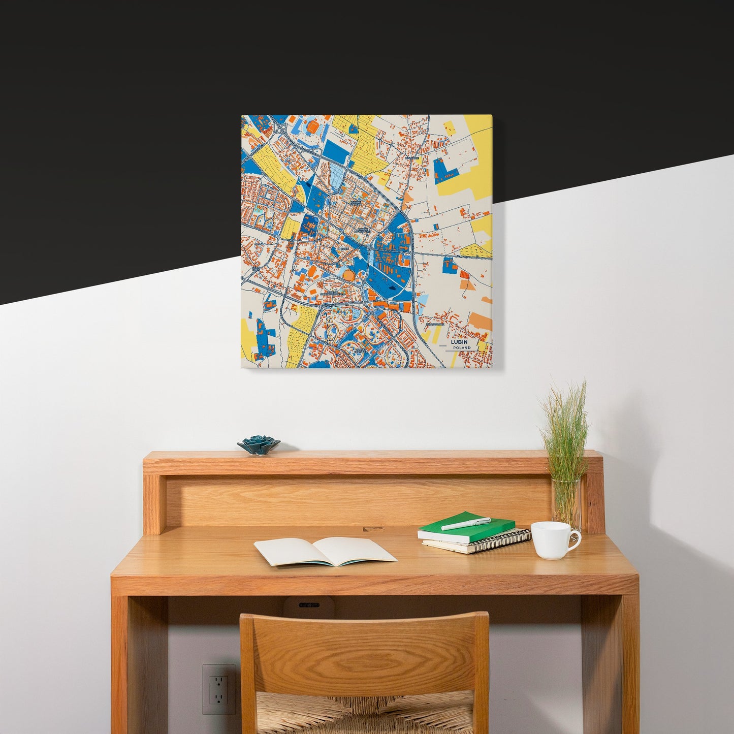 Lubin Poland Colorful City Map Canvas Print Scene