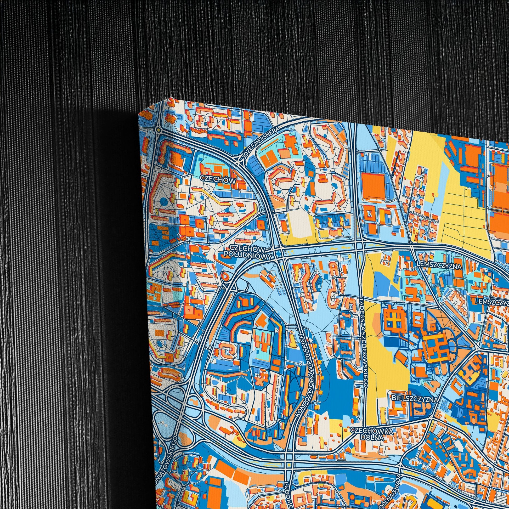 Lublin Poland Colorful City Map Canvas Print Detail