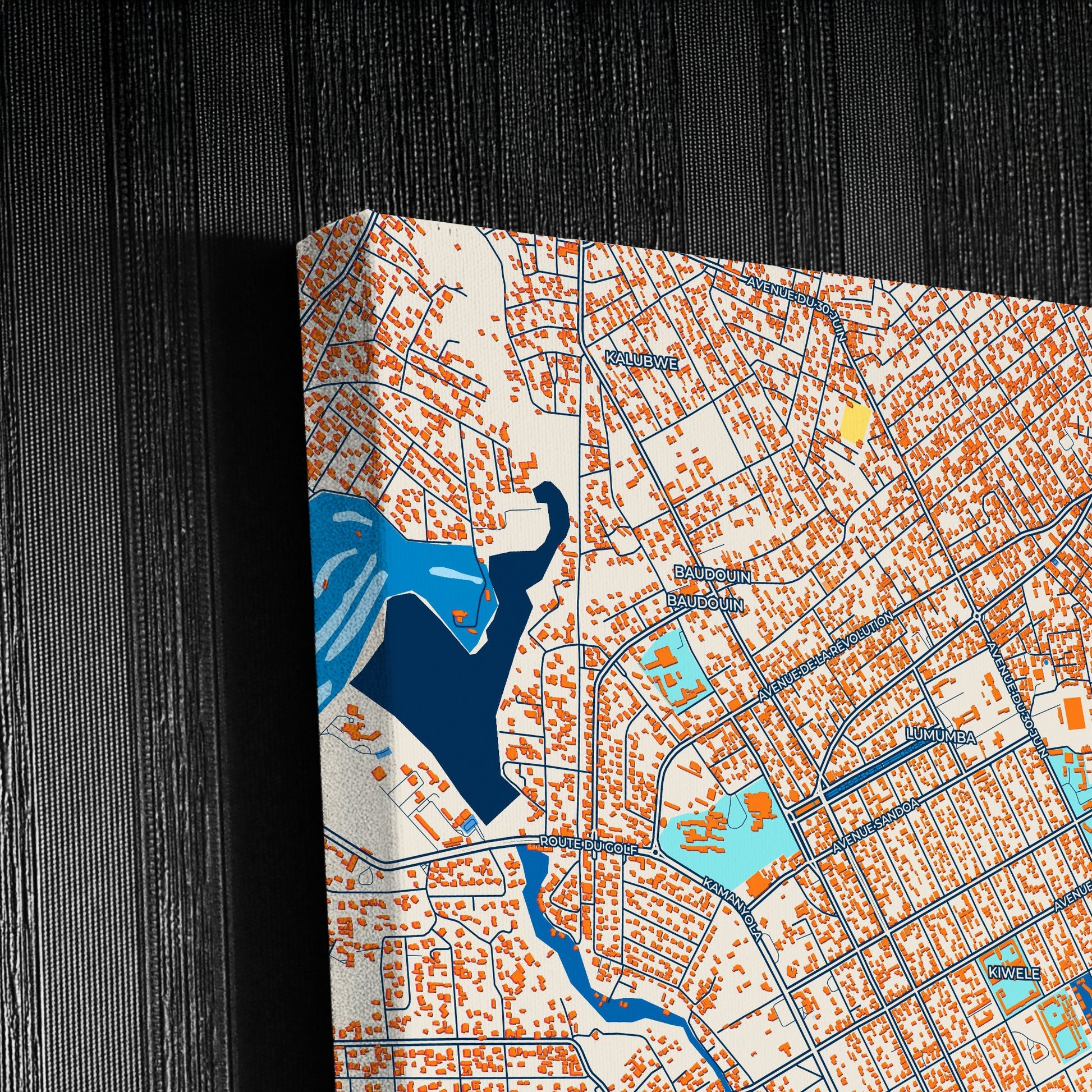 Lubumbashi Dr Congo Colorful City Map Canvas Print Detail
