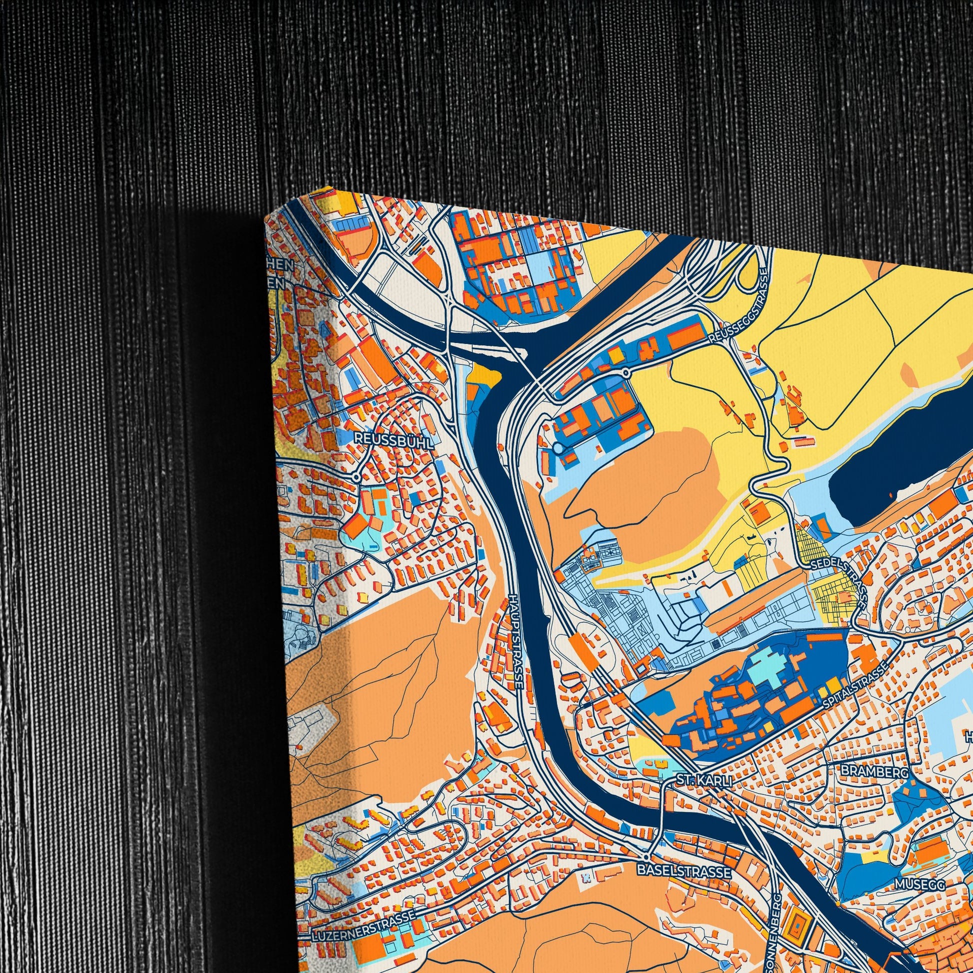 Lucerne Switzerland Colorful City Map Canvas Print Detail