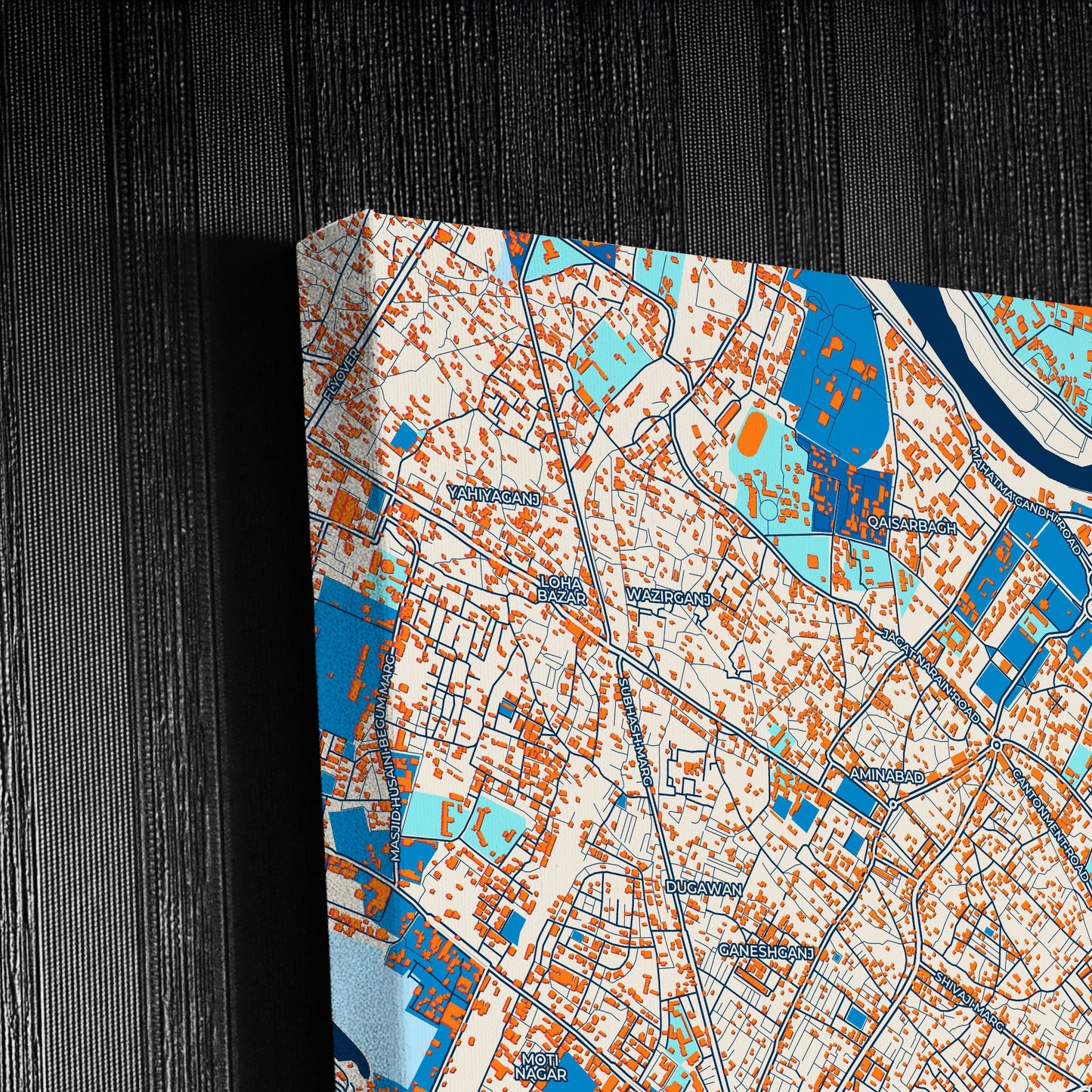 Lucknow India Colorful City Map Canvas Print Detail