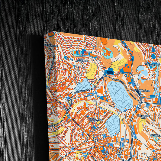 Lüdenscheid Germany Colorful City Map Canvas Print Detail