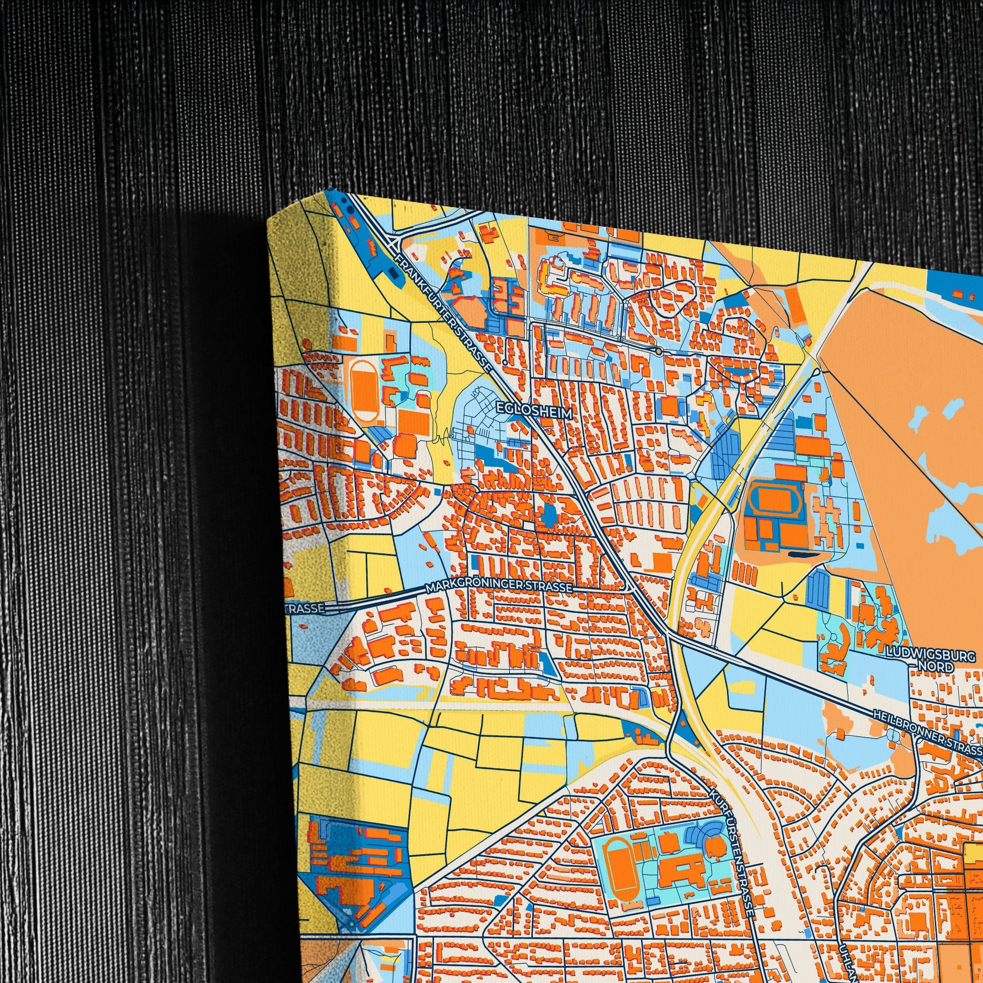 Ludwigsburg Germany Colorful City Map Canvas Print Detail