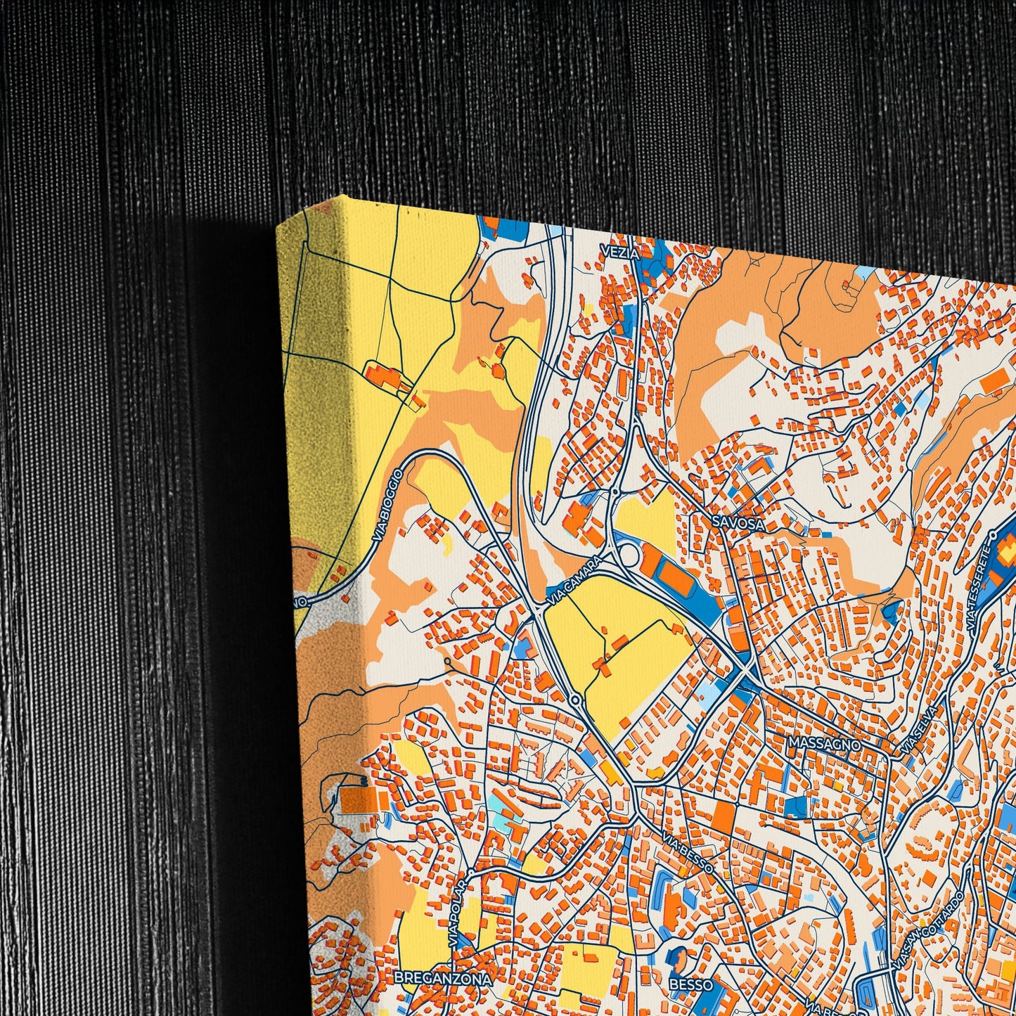 Lugano Switzerland Colorful City Map Canvas Print Detail