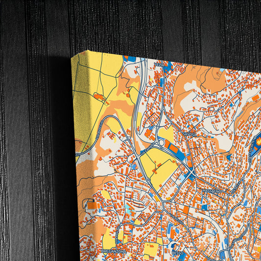 Lugano Switzerland Colorful City Map Canvas Print Detail