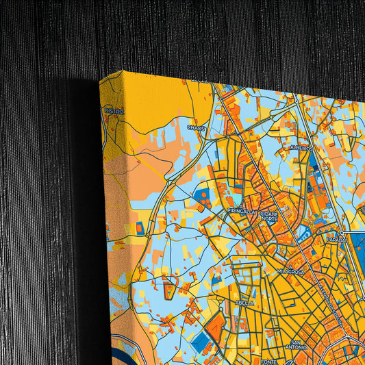 Lugo Spain Colorful City Map Canvas Print Detail
