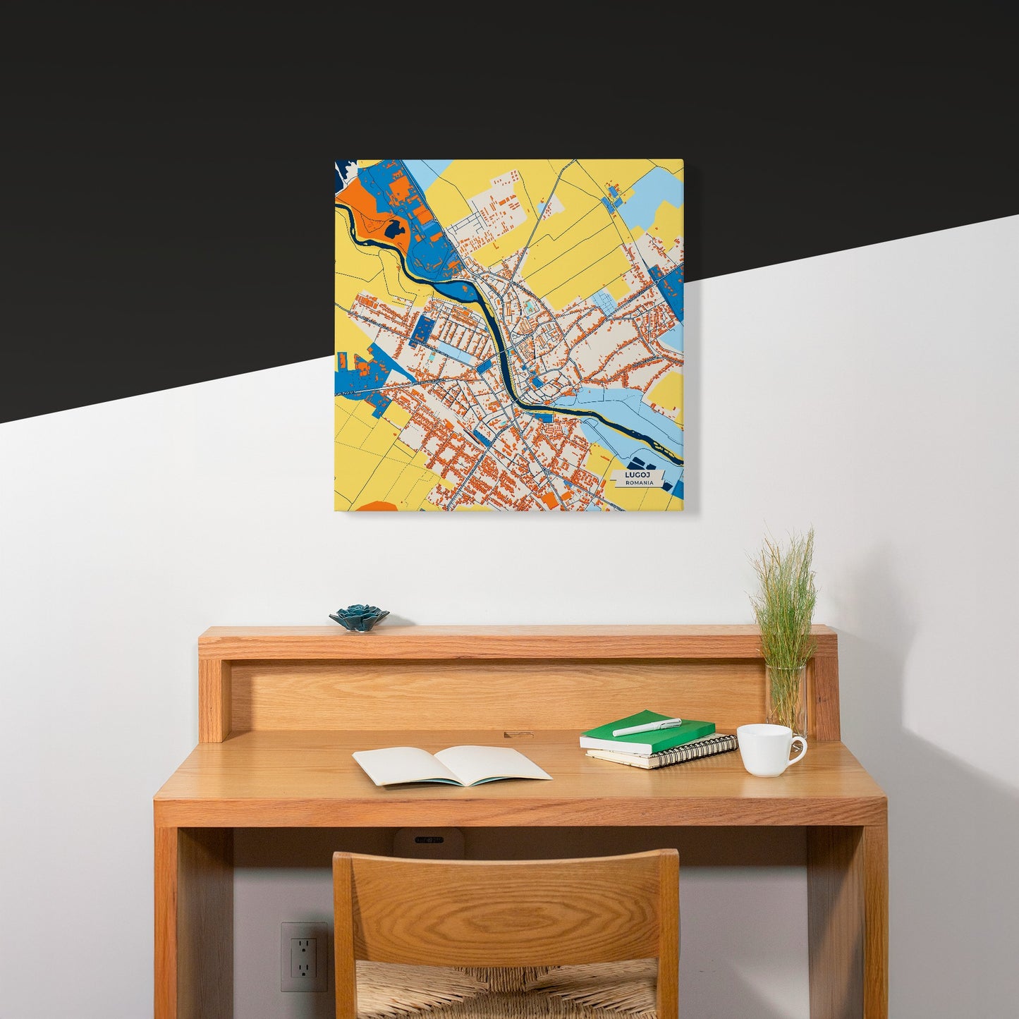 Lugoj Romania Colorful City Map Canvas Print Scene