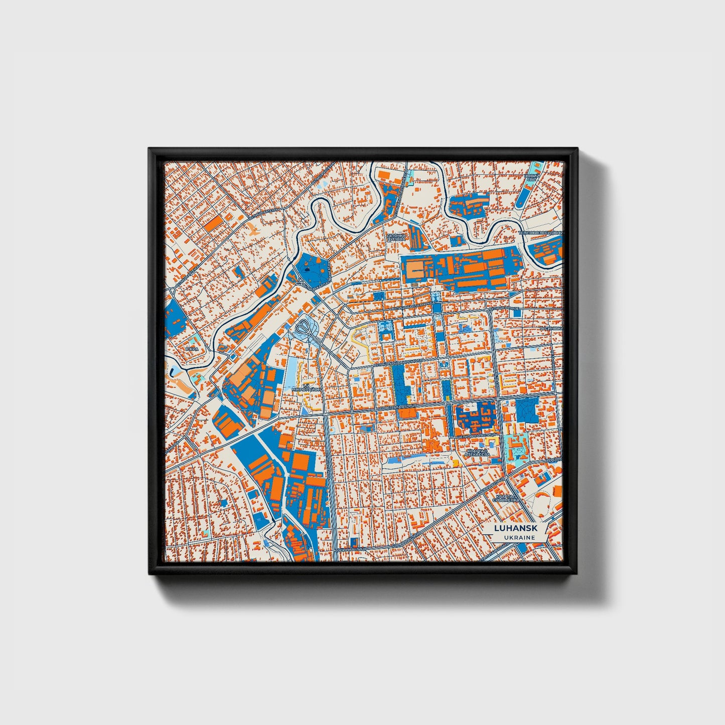 Луганськ Ukraine Colorful City Map Canvas Print • Black Framed