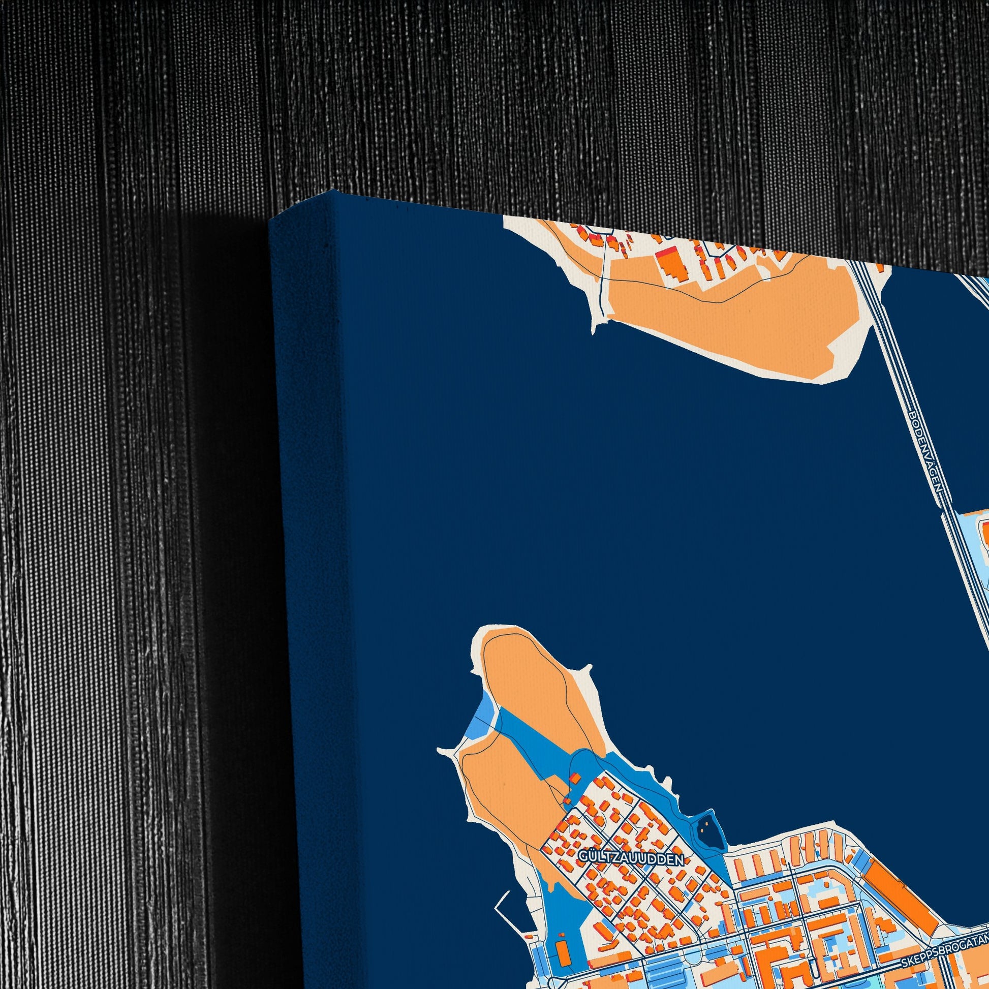 Luleå Sweden Colorful City Map Canvas Print Detail
