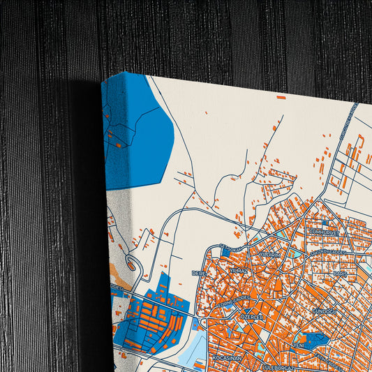 Lüleburgaz Turkey Colorful City Map Canvas Print Detail