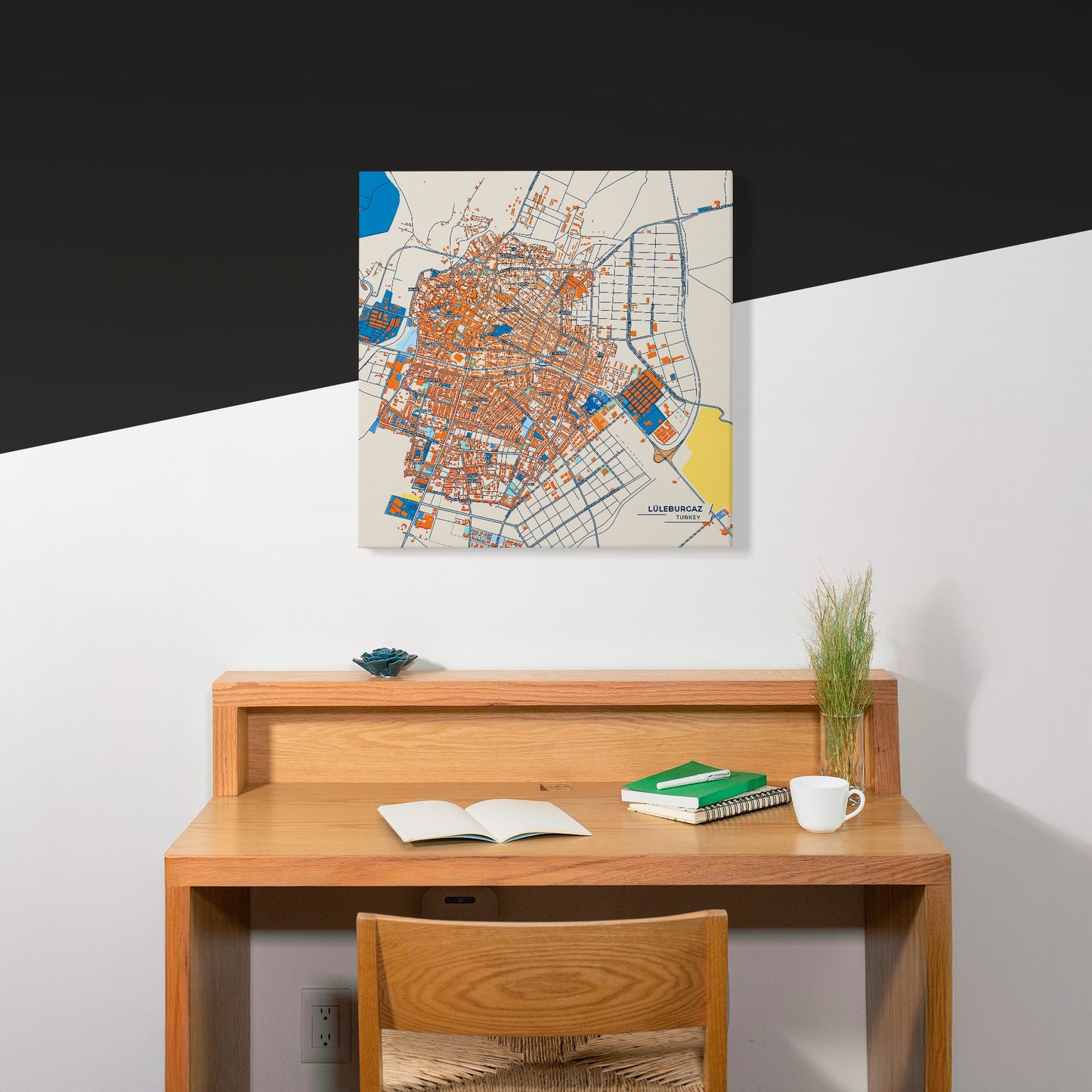 Lüleburgaz Turkey Colorful City Map Canvas Print Scene