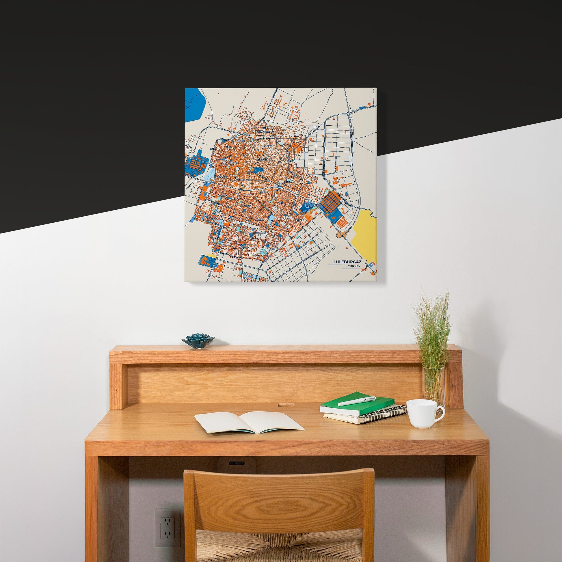 Lüleburgaz Turkey Colorful City Map Canvas Print Scene