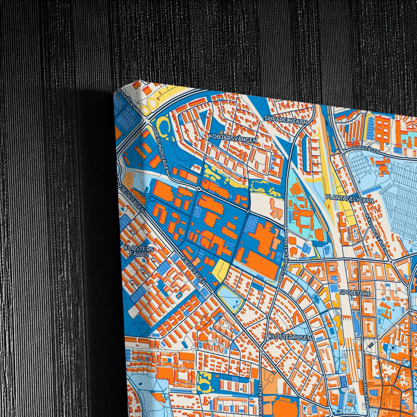 Lund Sweden Colorful City Map Canvas Print Detail