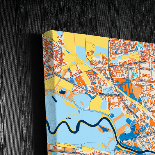 Lünen Germany Colorful City Map Canvas Print Detail