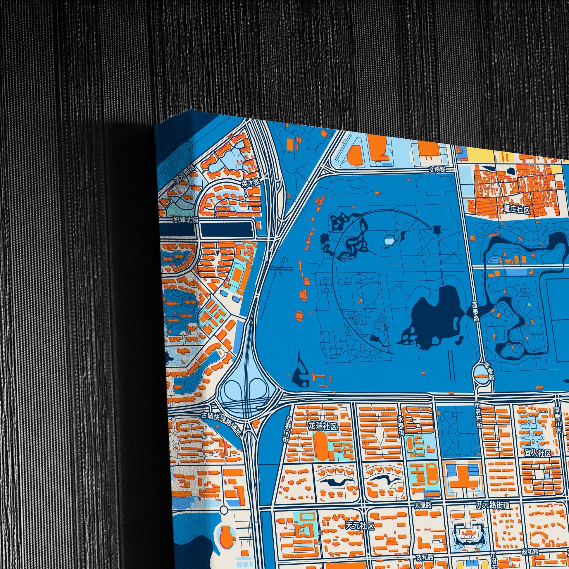 Luoyang China Colorful City Map Canvas Print Detail