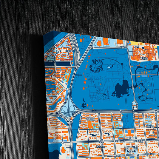 Luoyang China Colorful City Map Canvas Print Detail