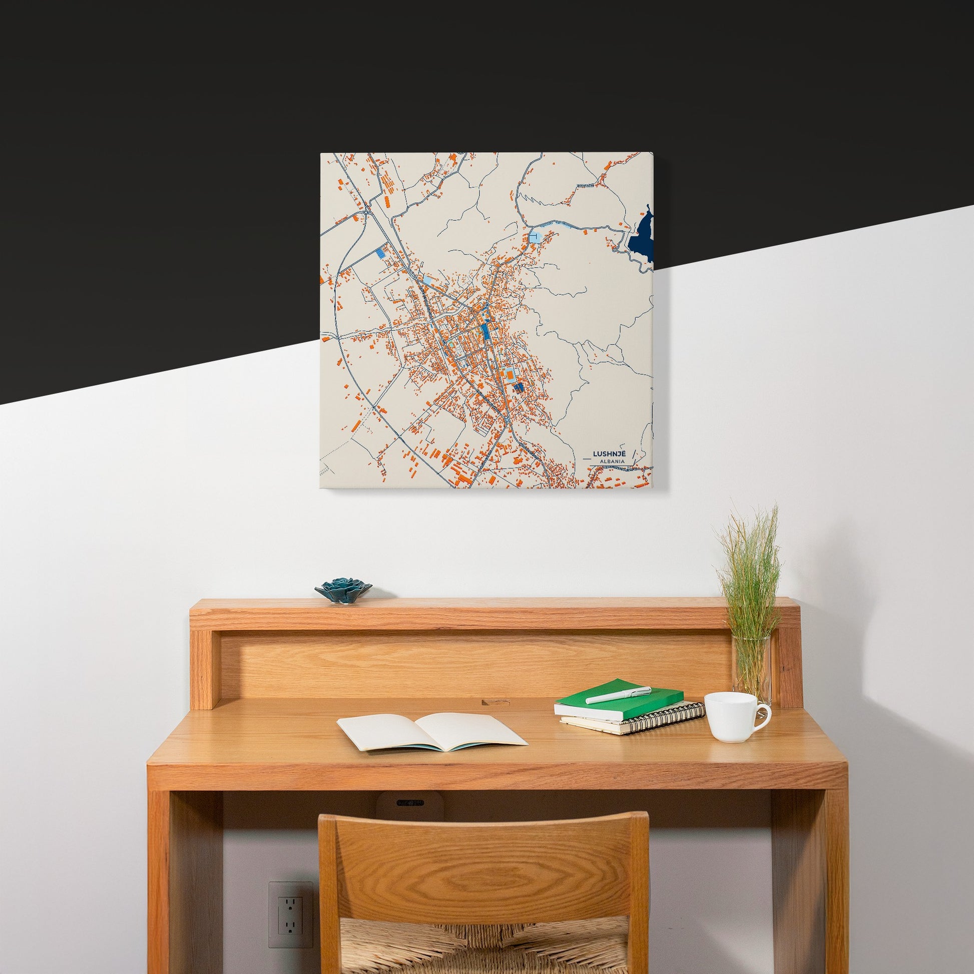 Lushnjë Albania Colorful City Map Canvas Print Scene