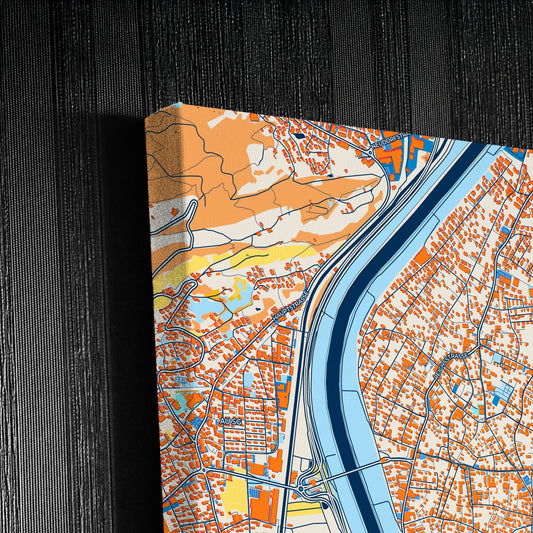 Lustenau Austria Colorful City Map Canvas Print Detail