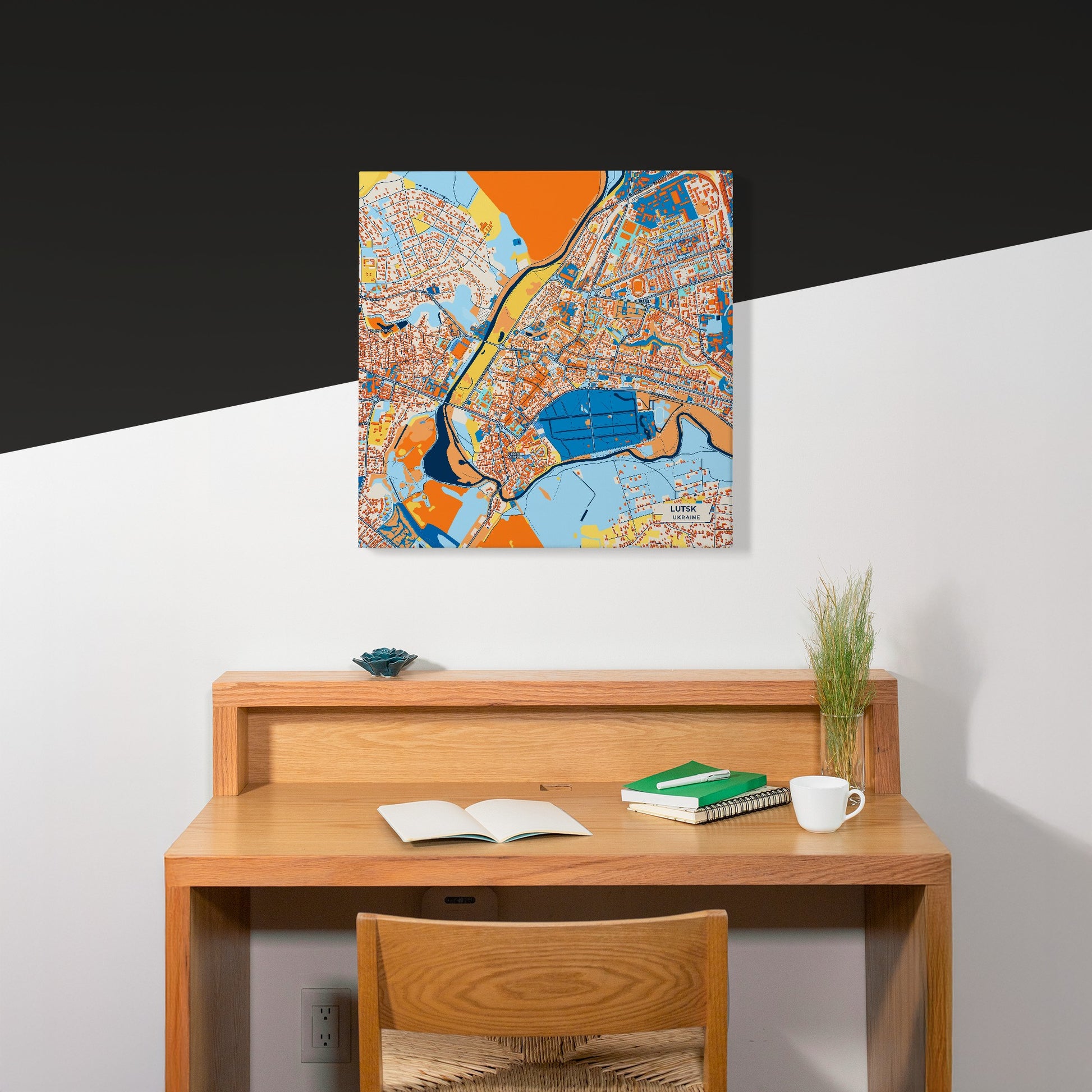 Луцьк Ukraine Colorful City Map Canvas Print Scene