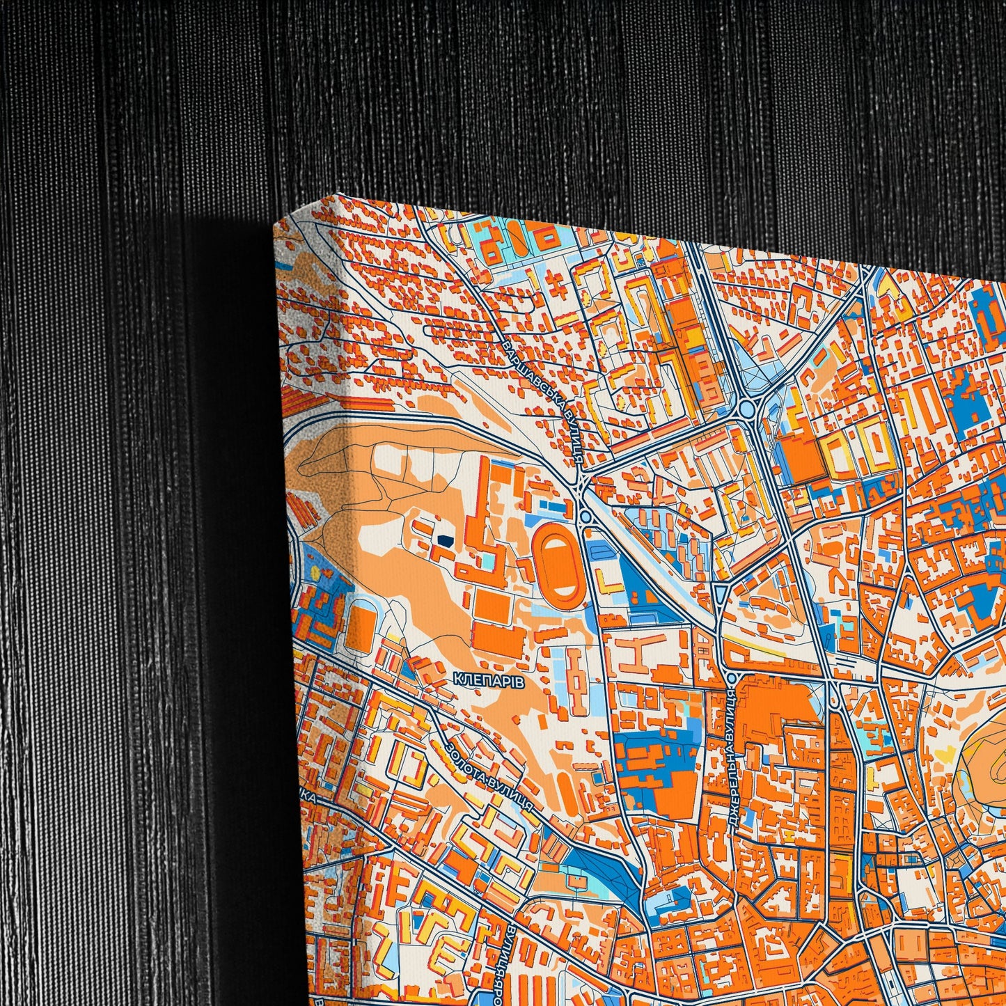 Львів Ukraine Colorful City Map Canvas Print Detail
