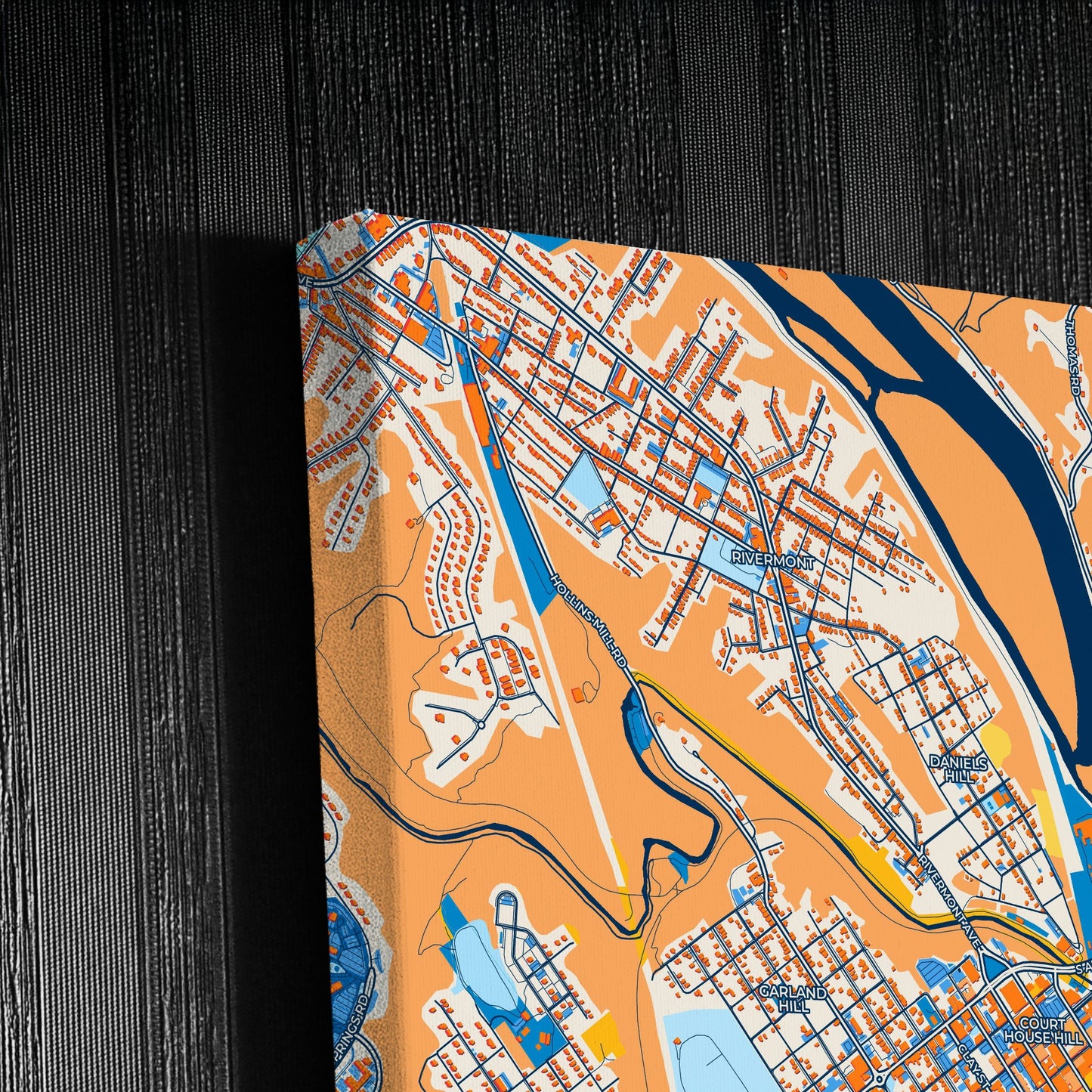 Lynchburg Virginia Colorful City Map Canvas Print Detail