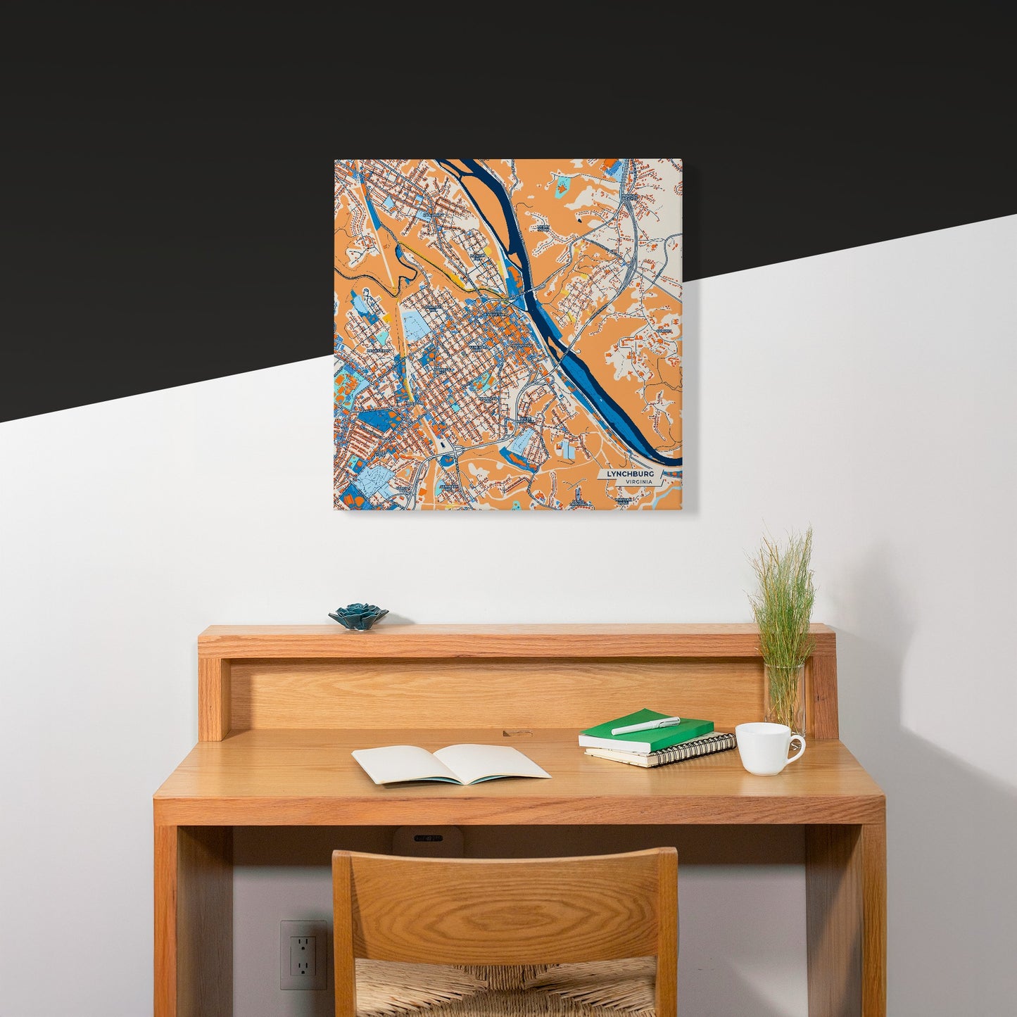 Lynchburg Virginia Colorful City Map Canvas Print Scene