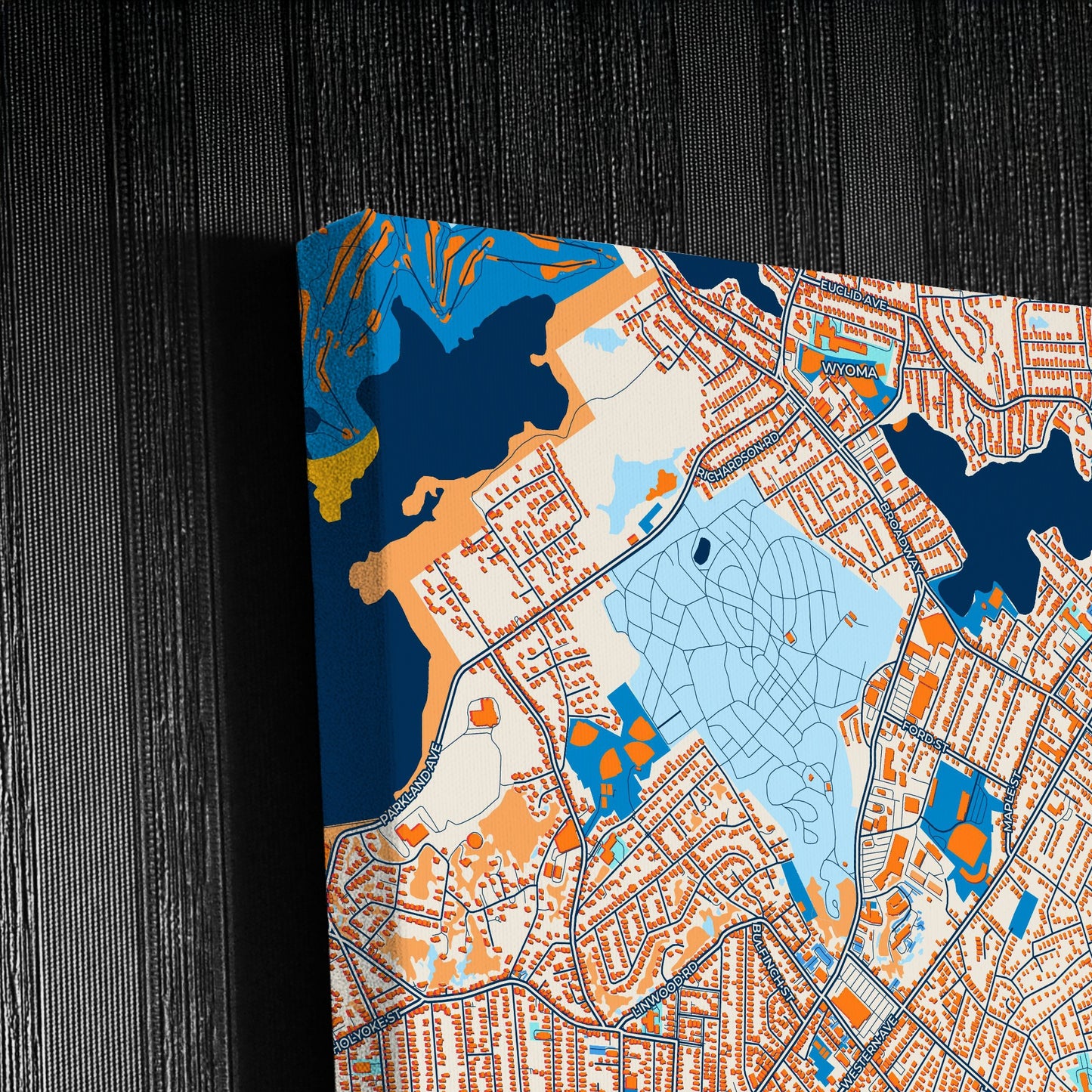 Lynn Massachusetts Colorful City Map Canvas Print Detail