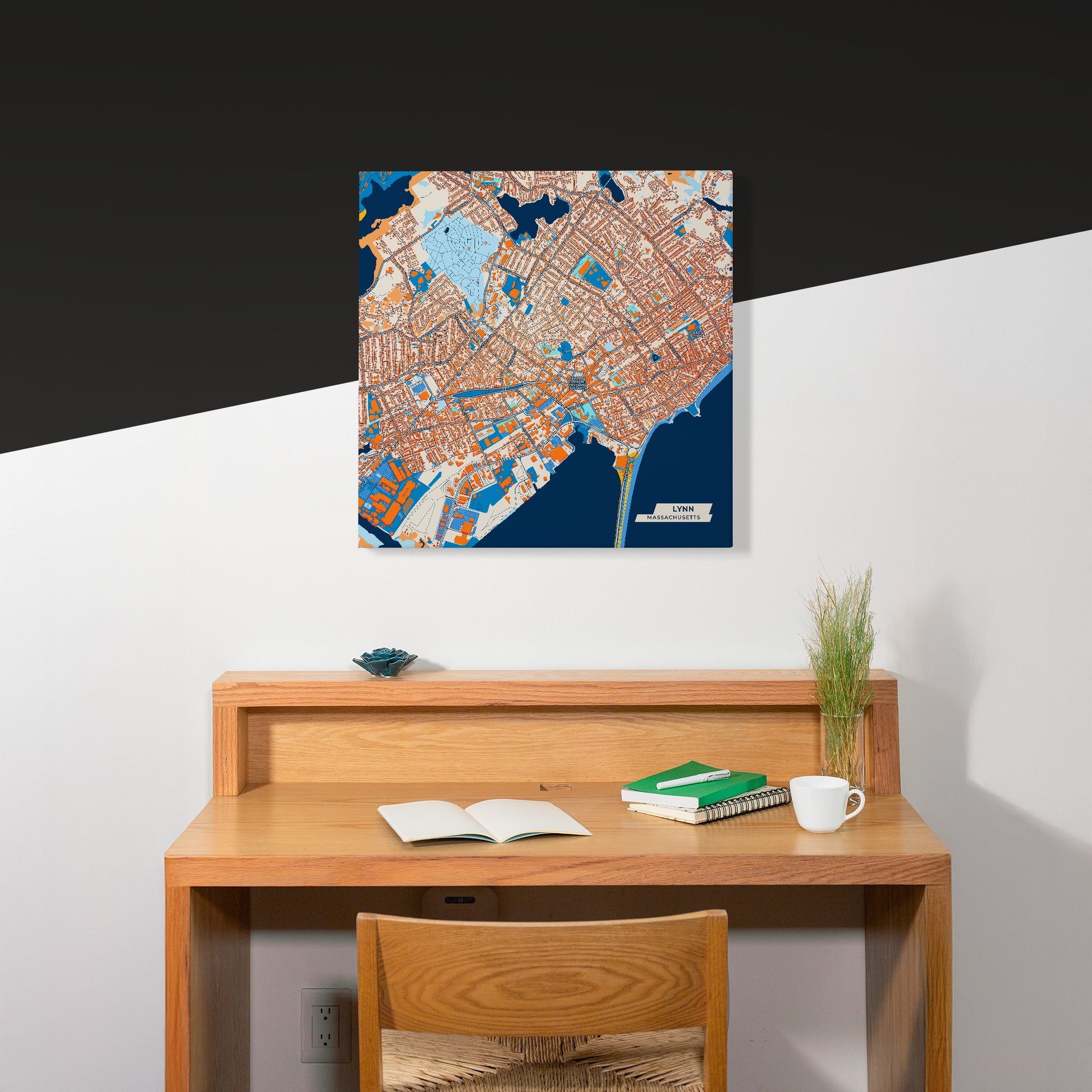 Lynn Massachusetts Colorful City Map Canvas Print Scene