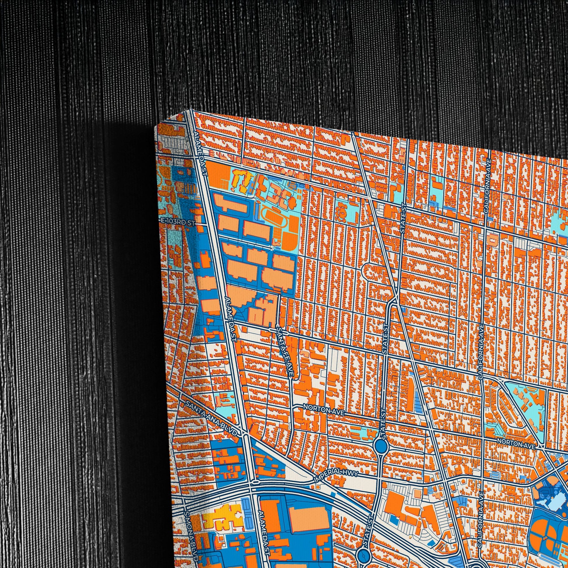 Lynwood California Colorful City Map Canvas Print Detail