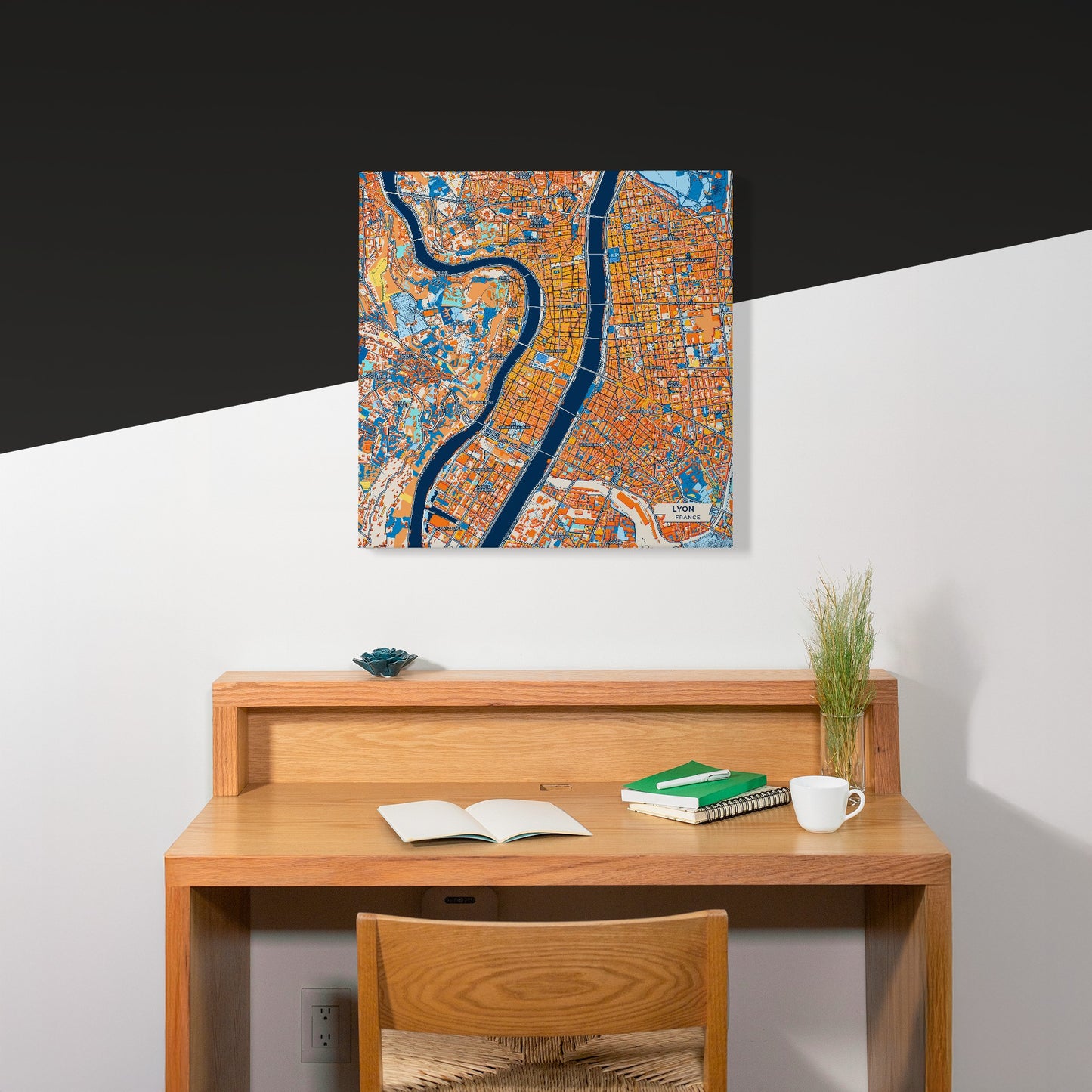 Lyon France Colorful City Map Canvas Print Scene