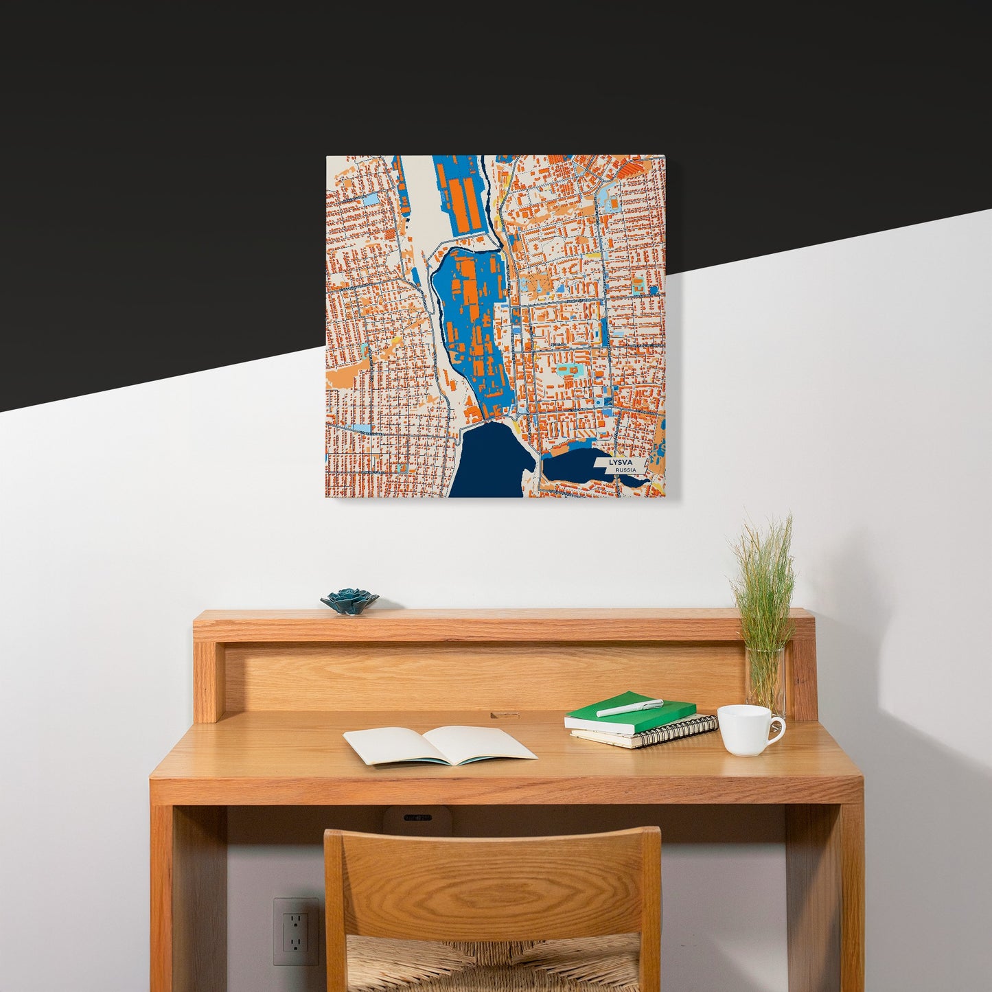 Лысьвенский Russia Colorful City Map Canvas Print Scene