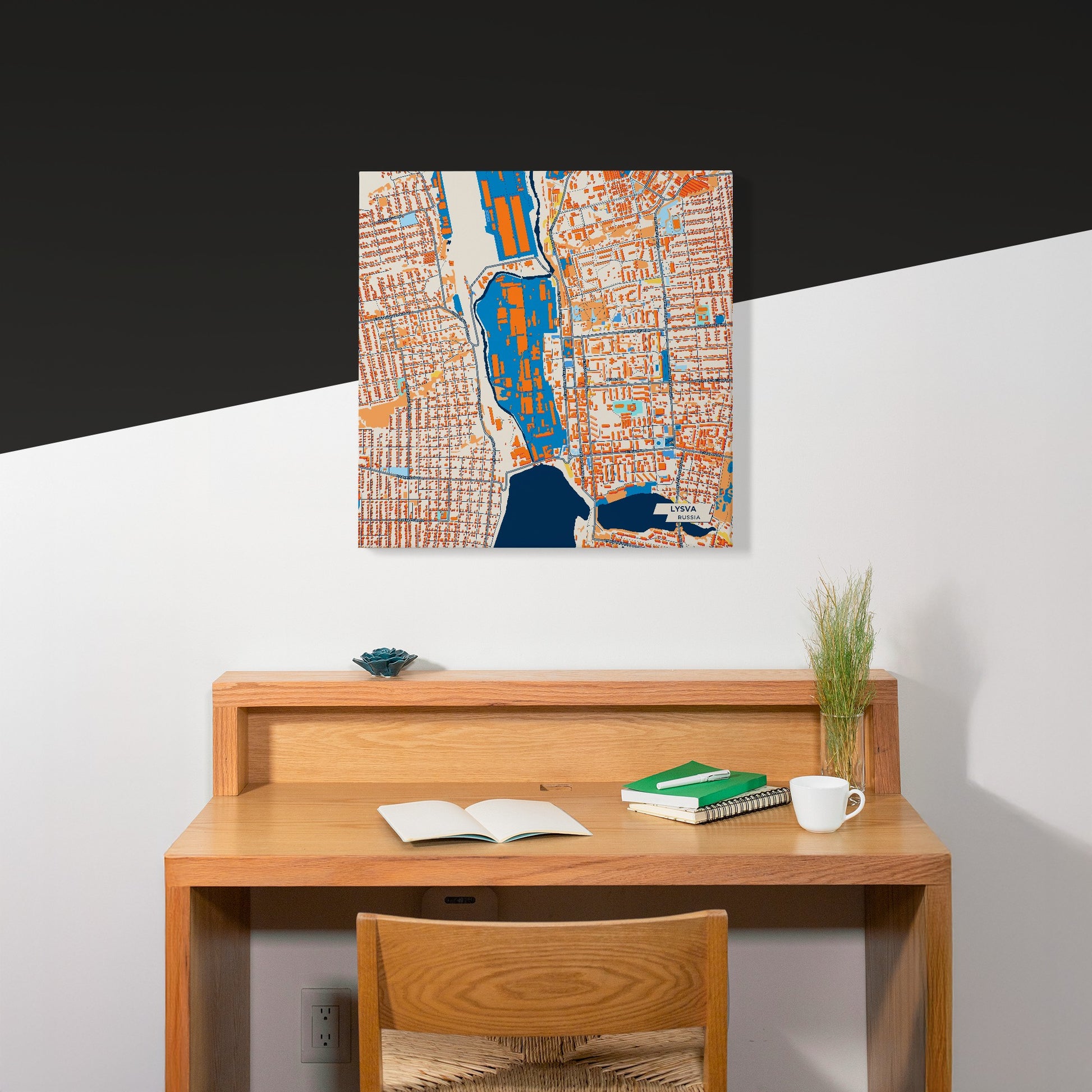 Лысьвенский Russia Colorful City Map Canvas Print Scene