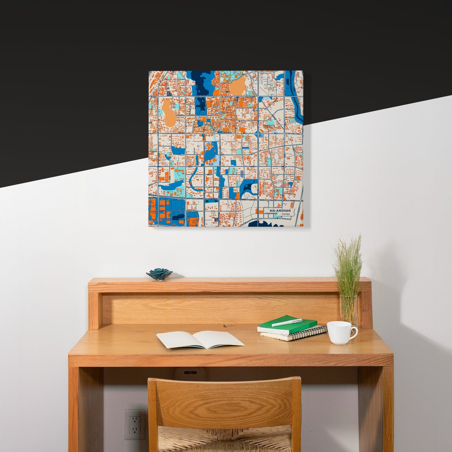 Ma-Anshan China Colorful City Map Canvas Print Scene