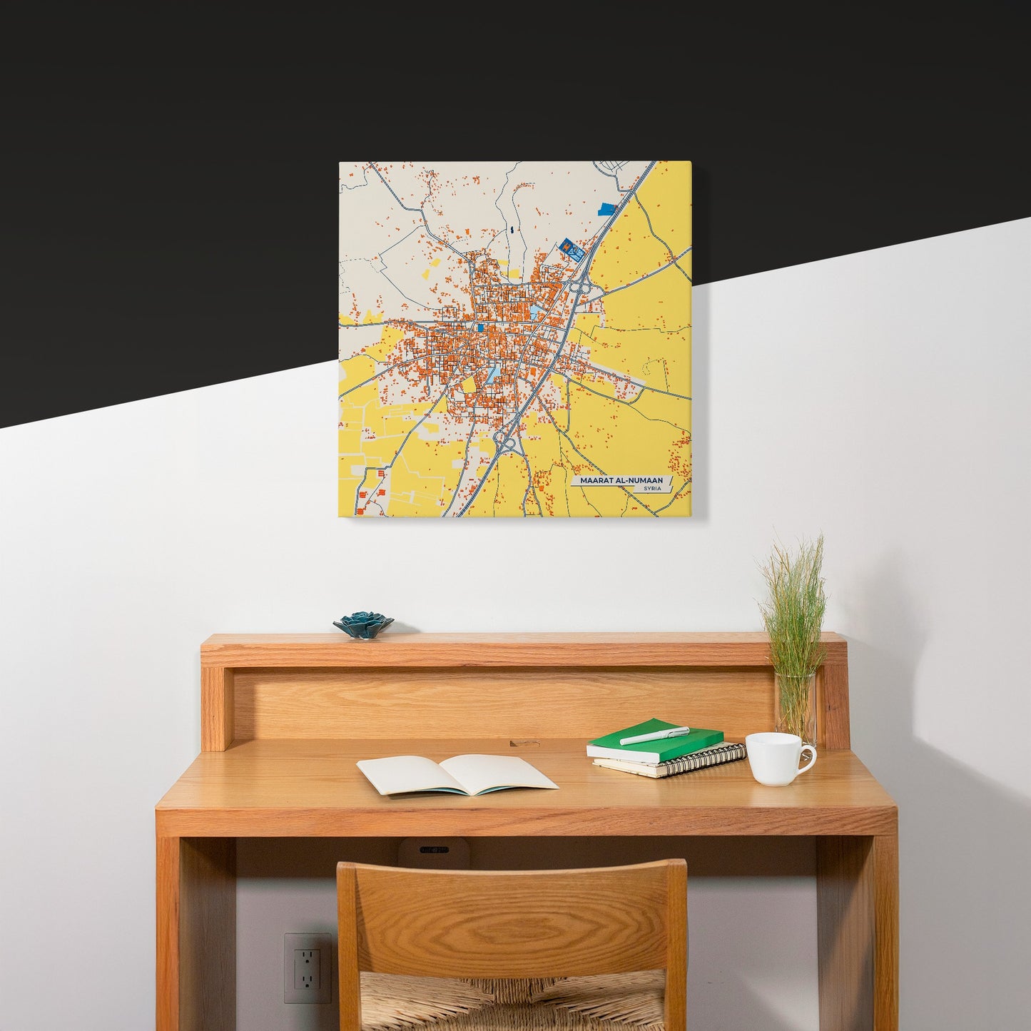Maarat Al-Numaan Syria Colorful City Map Canvas Print Scene